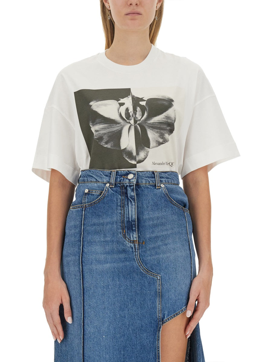 Alexander Mcqueen Women Photographic Orchid T-Shirt ALEXANDER MCQUEEN