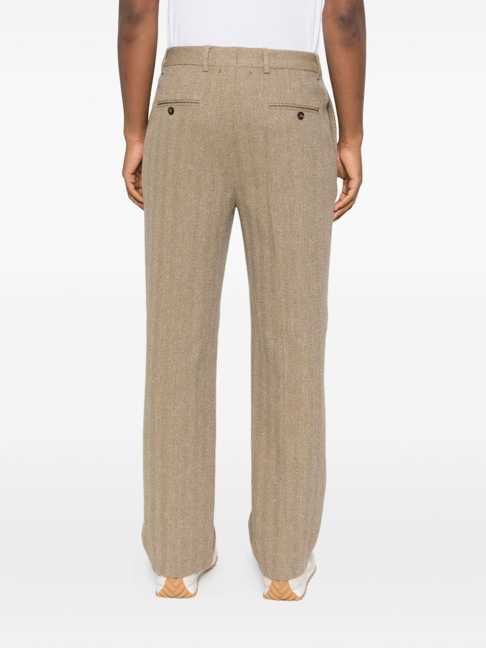 Golden Goose Men Tailored Trousers In Chevron Linen Blend GOLDEN GOOSE