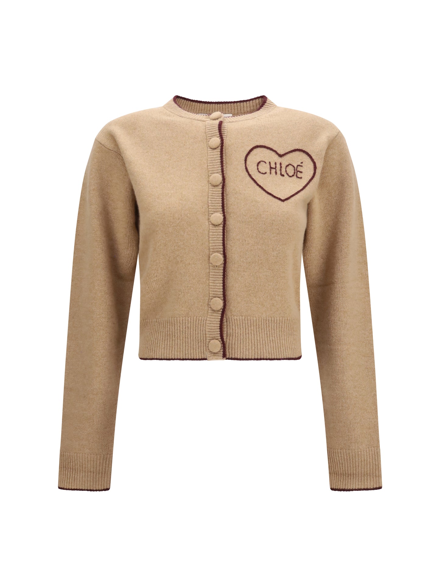Chloé Women Fitted Logo Cardigan In Wool And Cashmere CHLOE