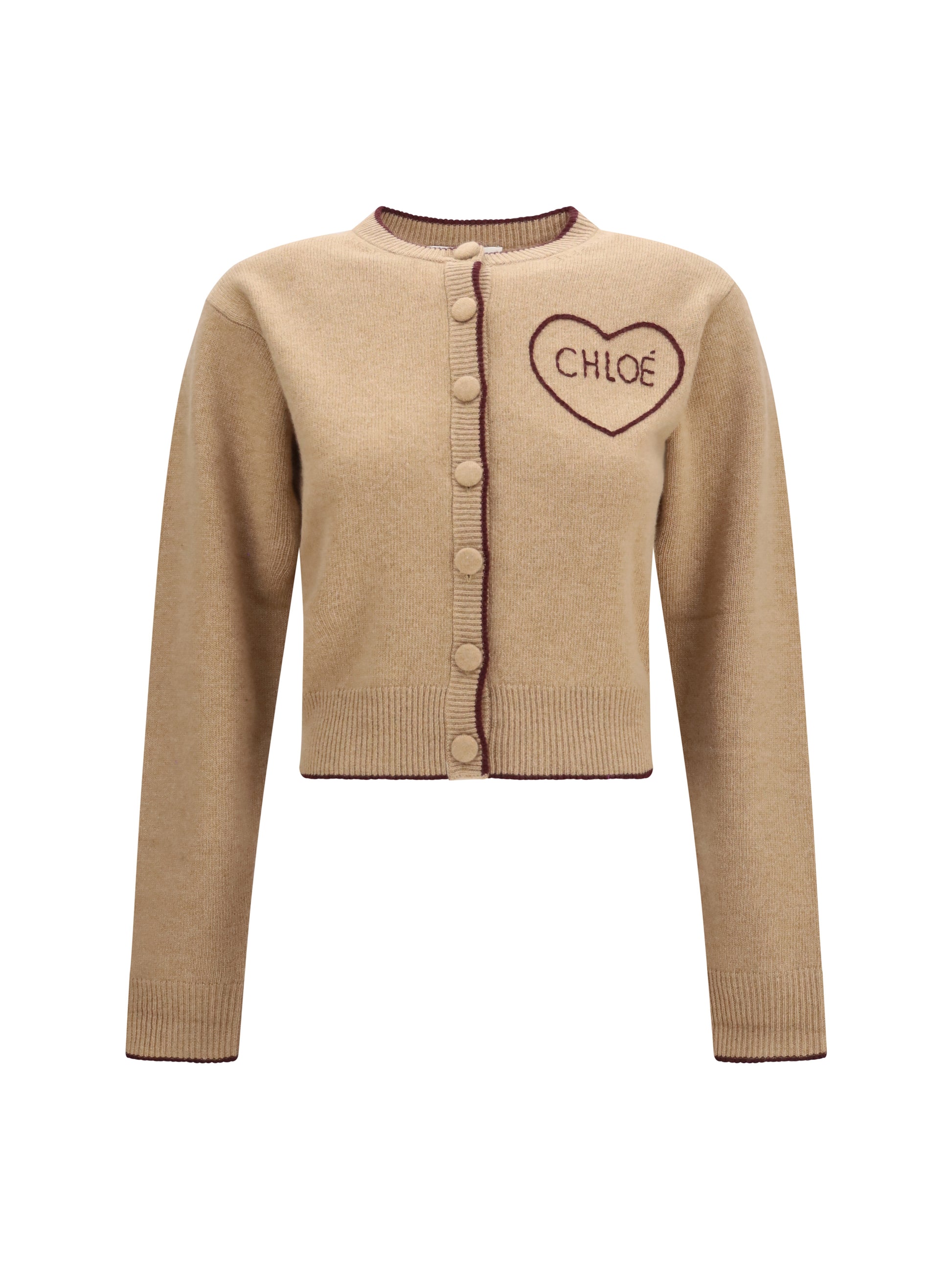 Chloé Women Fitted Logo Cardigan In Wool And Cashmere CHLOE