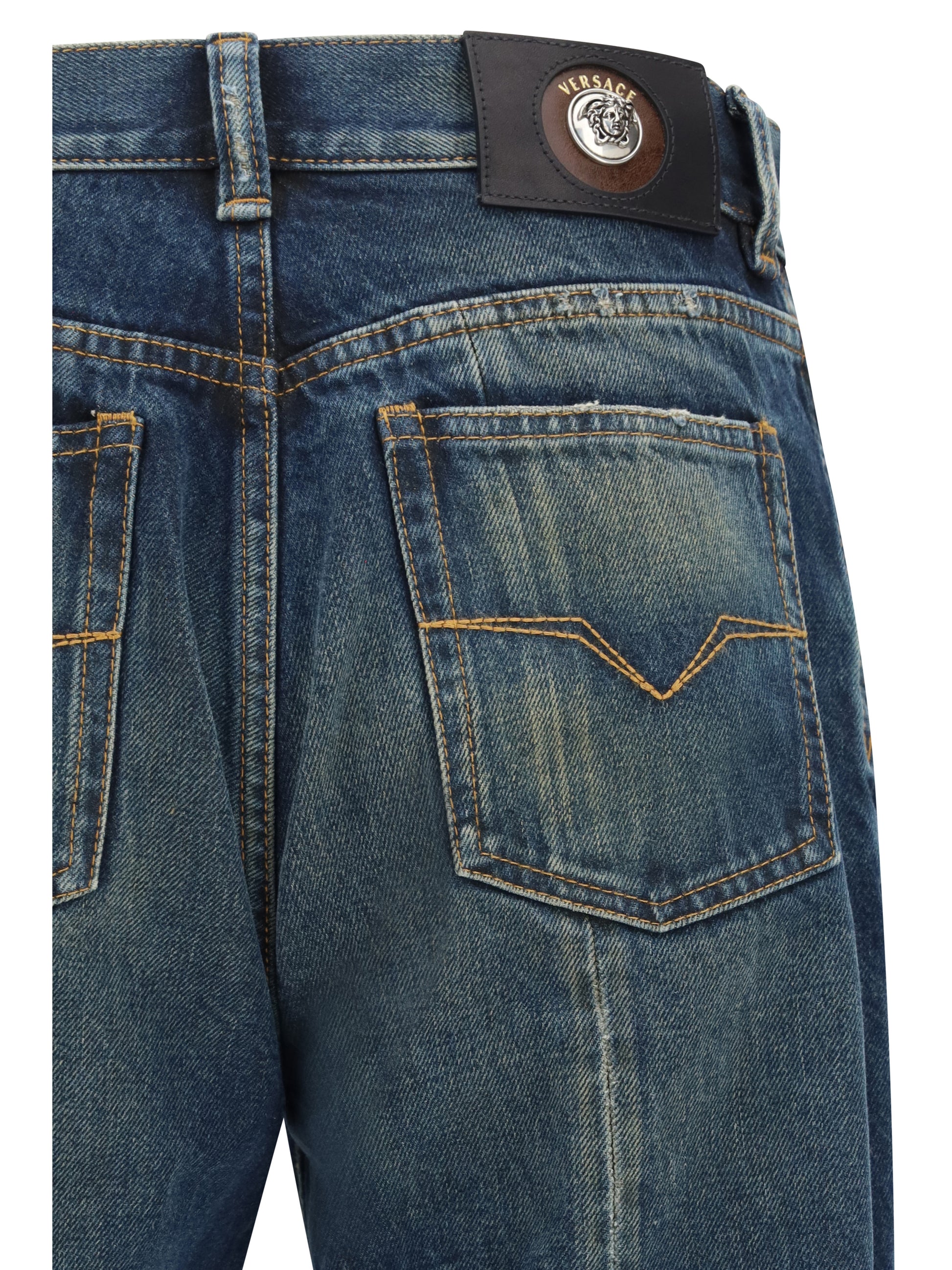 Versace Men Distressed Straight-Leg Jeans VERSACE