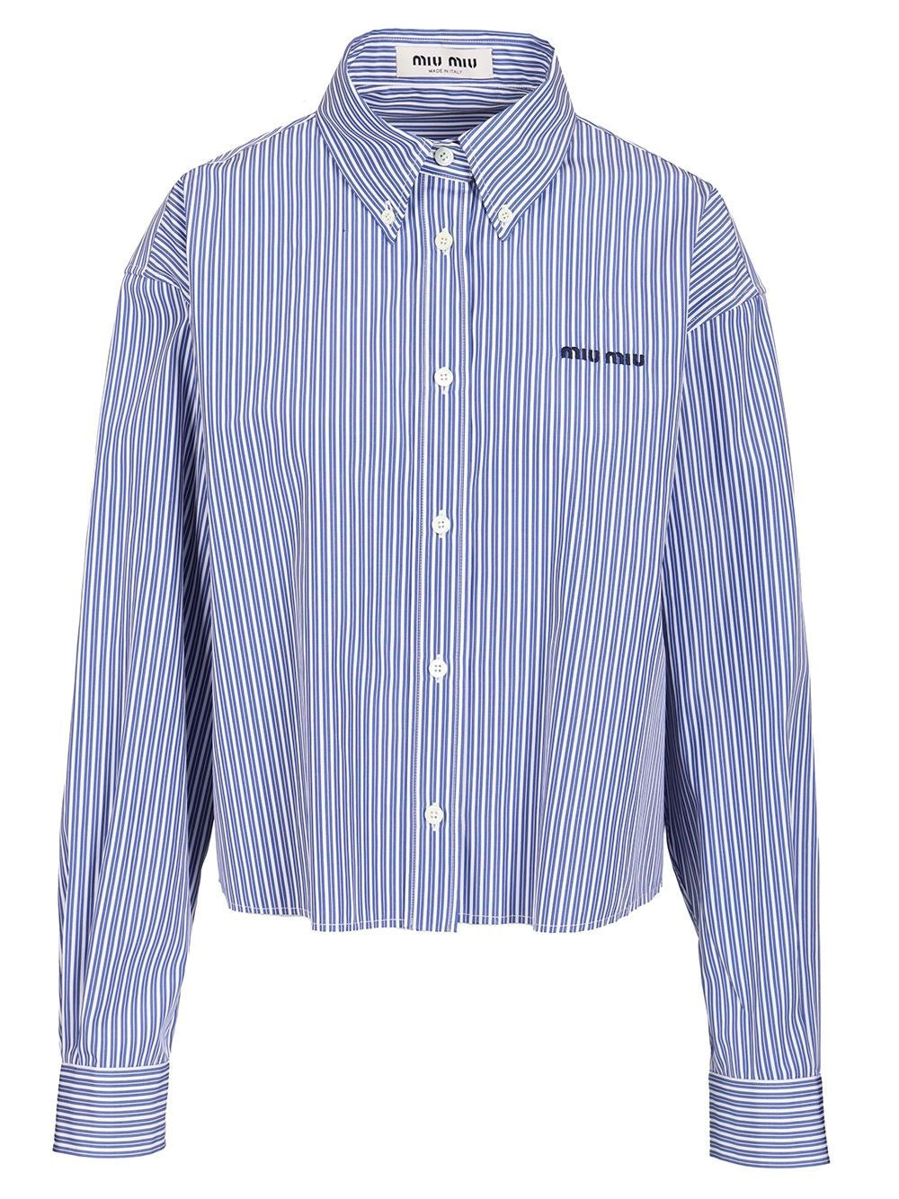 Miu Miu Women Poplin Shirt With Logo MIU MIU