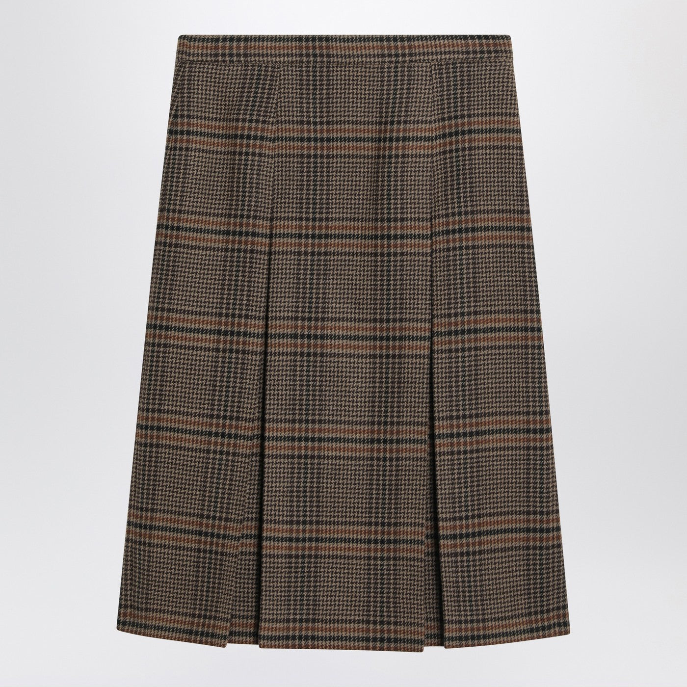 Saint Laurent Prince Of Wales Wool Midi Skirt Women SAINT LAURENT