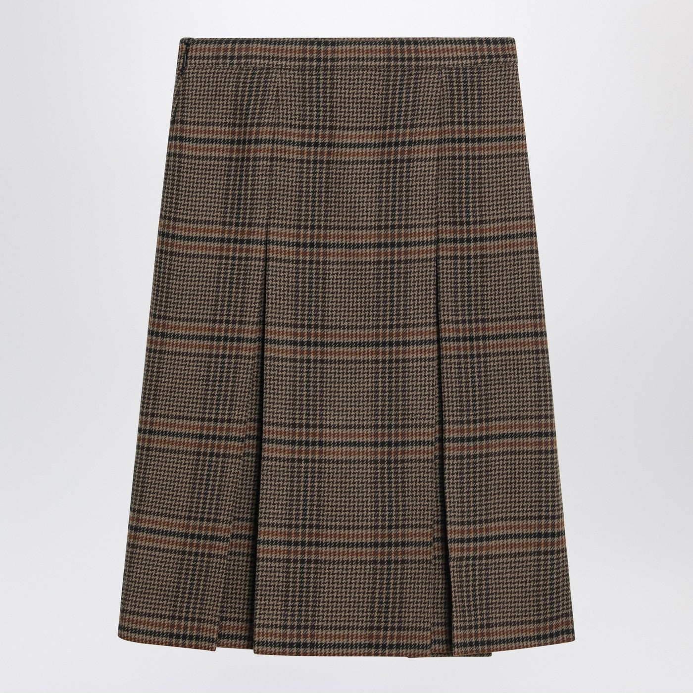 Saint Laurent Prince Of Wales Wool Midi Skirt Women SAINT LAURENT