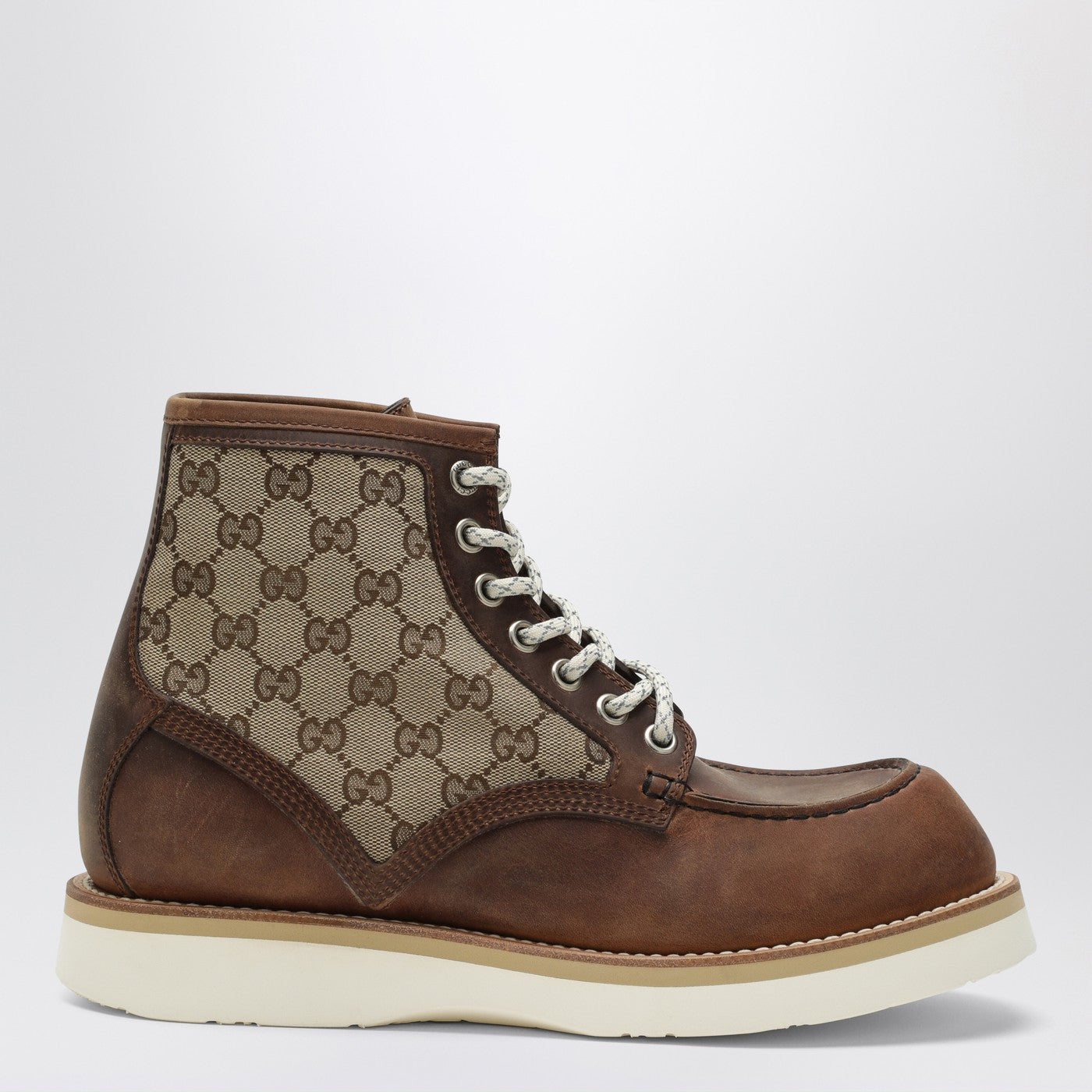 Gucci Laced Ankle Boot With Gg Insert Men