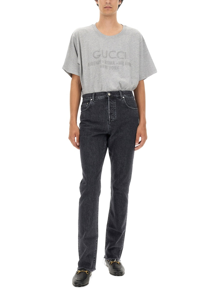 Gucci Men Denim Pants With Label GUCCI
