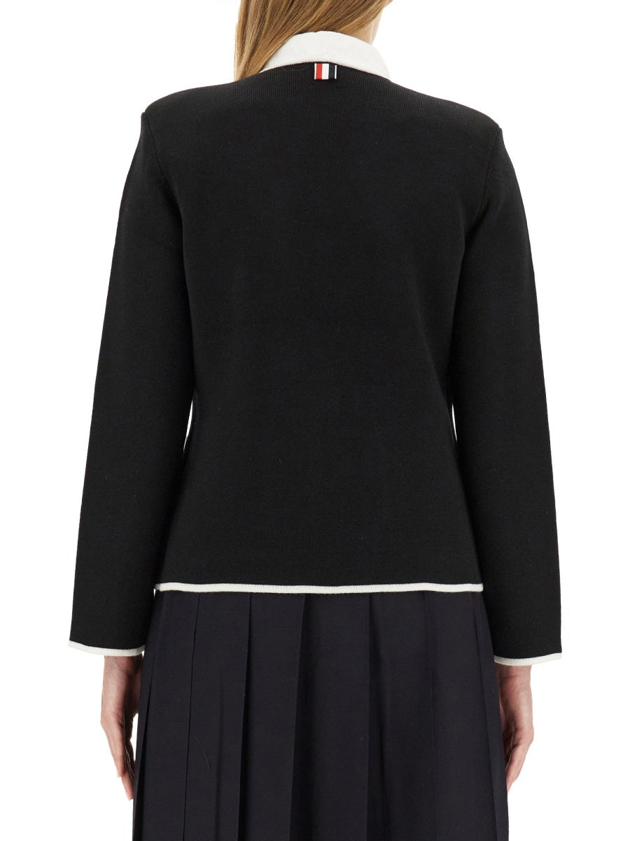 Thom Browne Women Single-Breasted Collarless Jacket THOM BROWNE