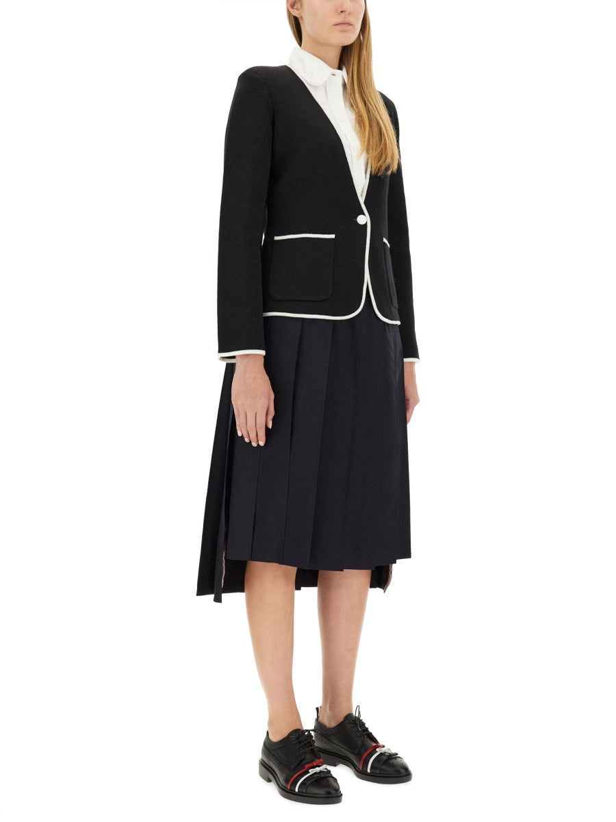 Thom Browne Women Single-Breasted Collarless Jacket THOM BROWNE