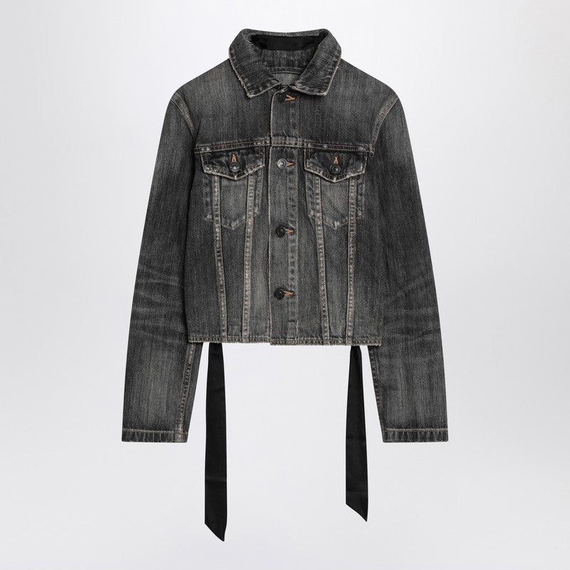 Balenciaga Dark Grey Denim Jacket With Laces Women BALENCIAGA