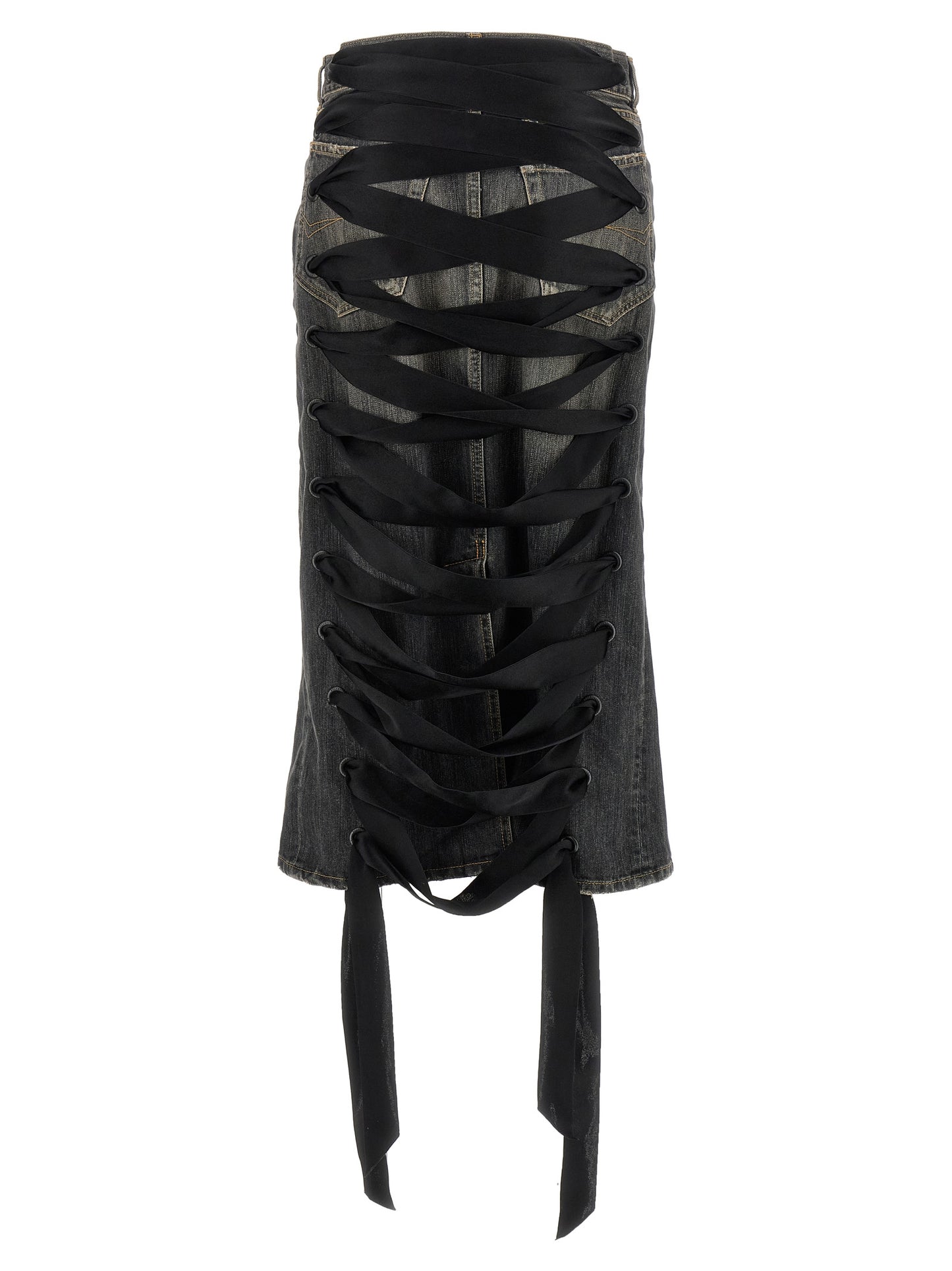 Balenciaga Women 'Lace Up' Denim Skirt BALENCIAGA