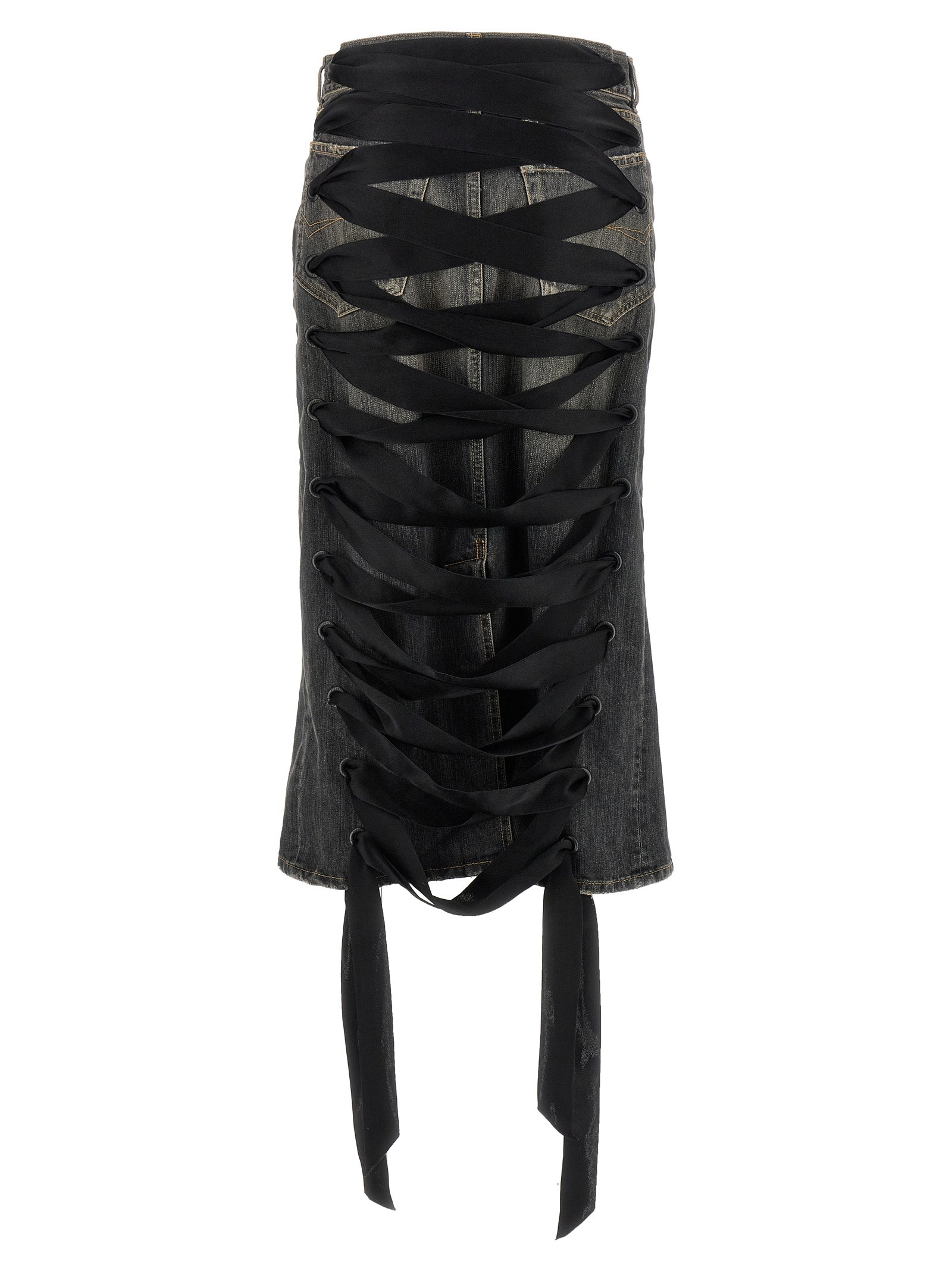 Balenciaga Women 'Lace Up' Denim Skirt BALENCIAGA