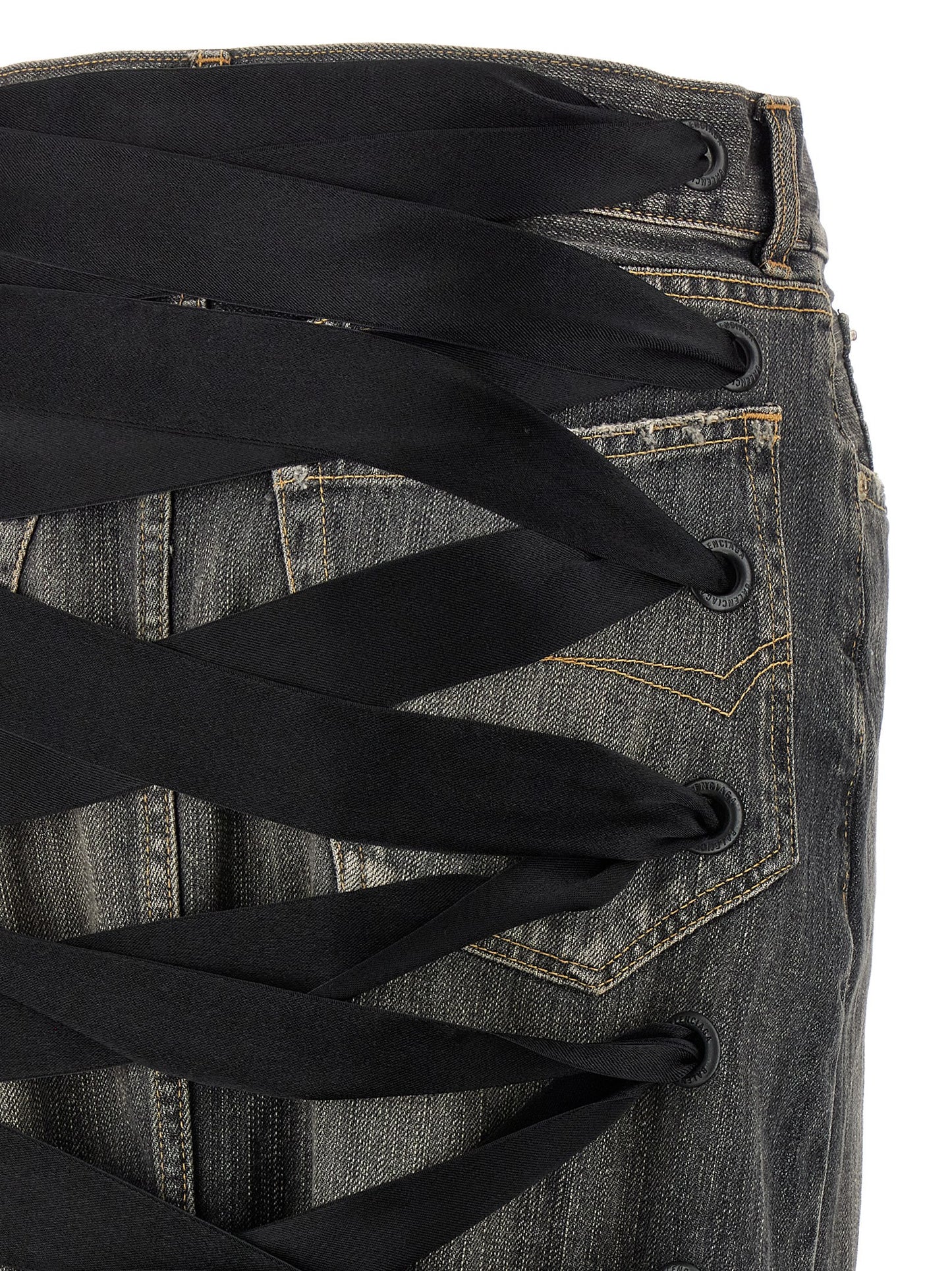 Balenciaga Women 'Lace Up' Denim Skirt BALENCIAGA
