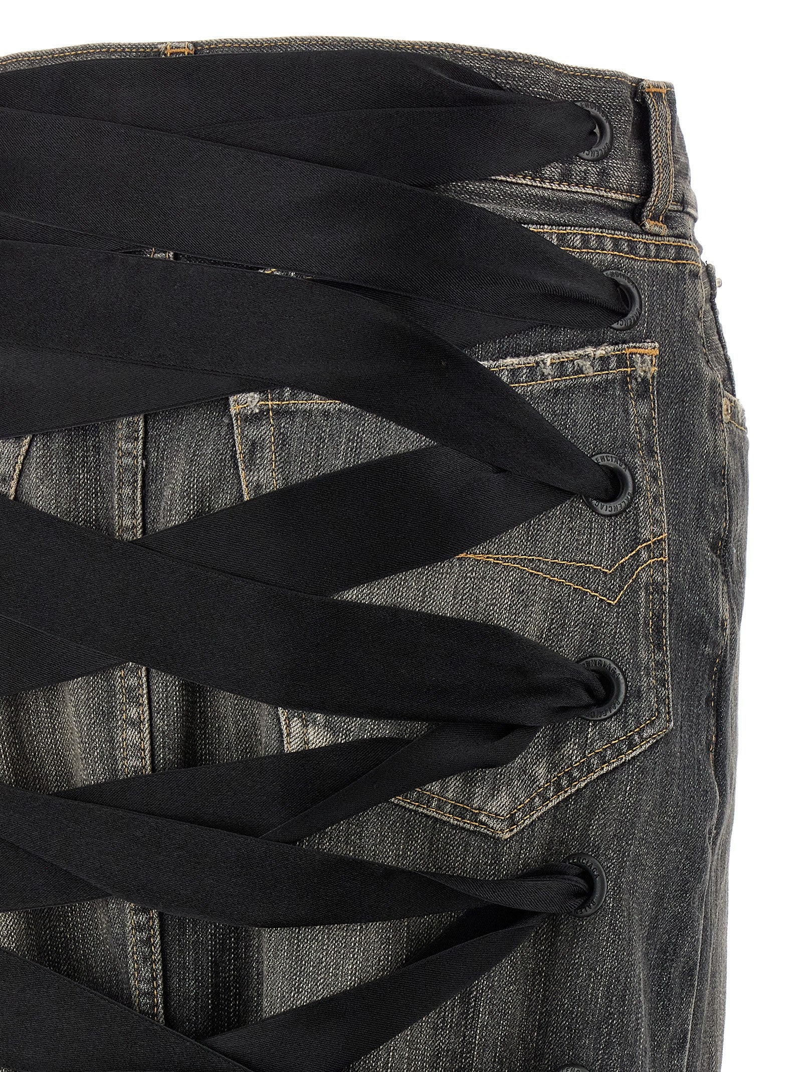 Balenciaga Women 'Lace Up' Denim Skirt BALENCIAGA