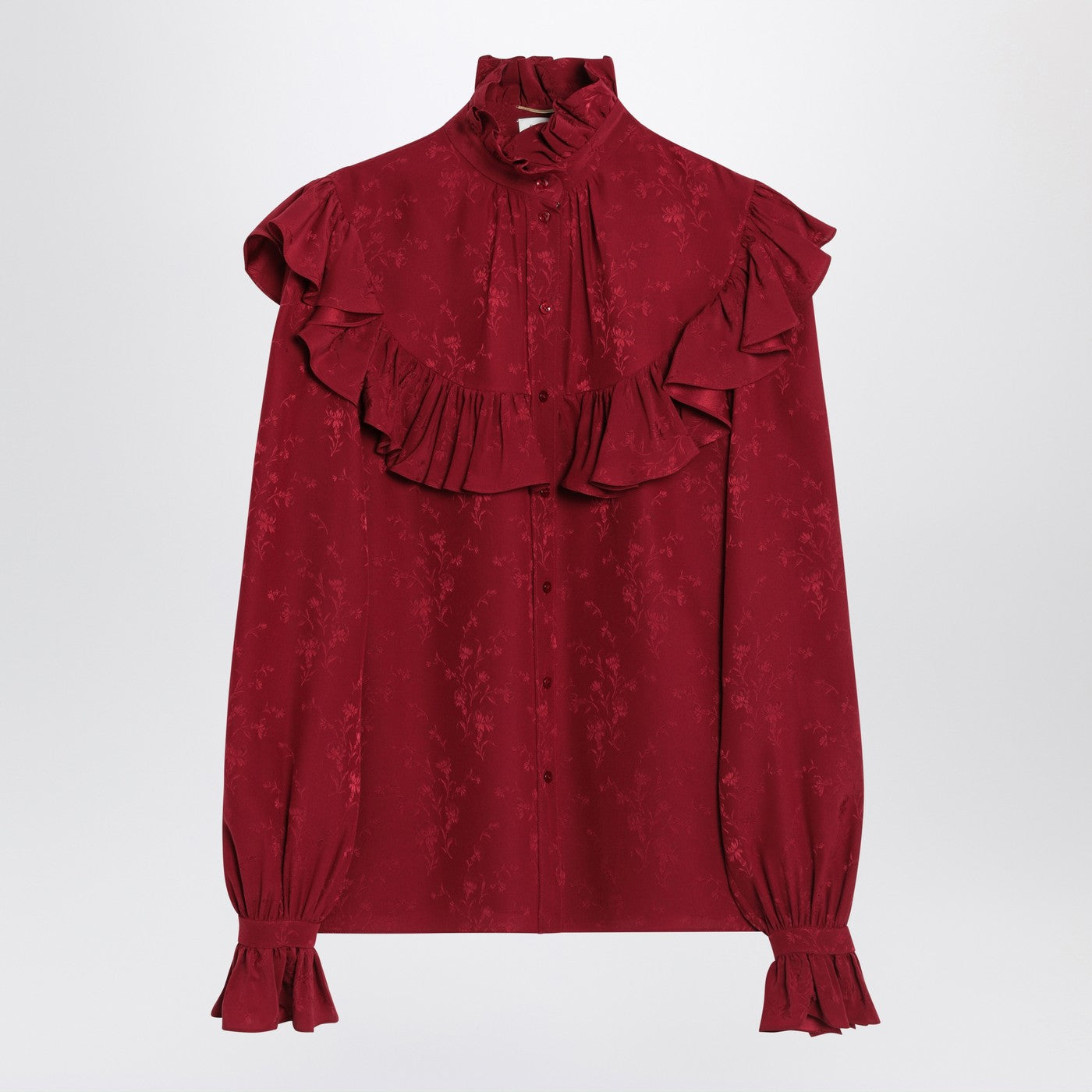 Saint Laurent Red Damask Silk Shirt Women SAINT LAURENT