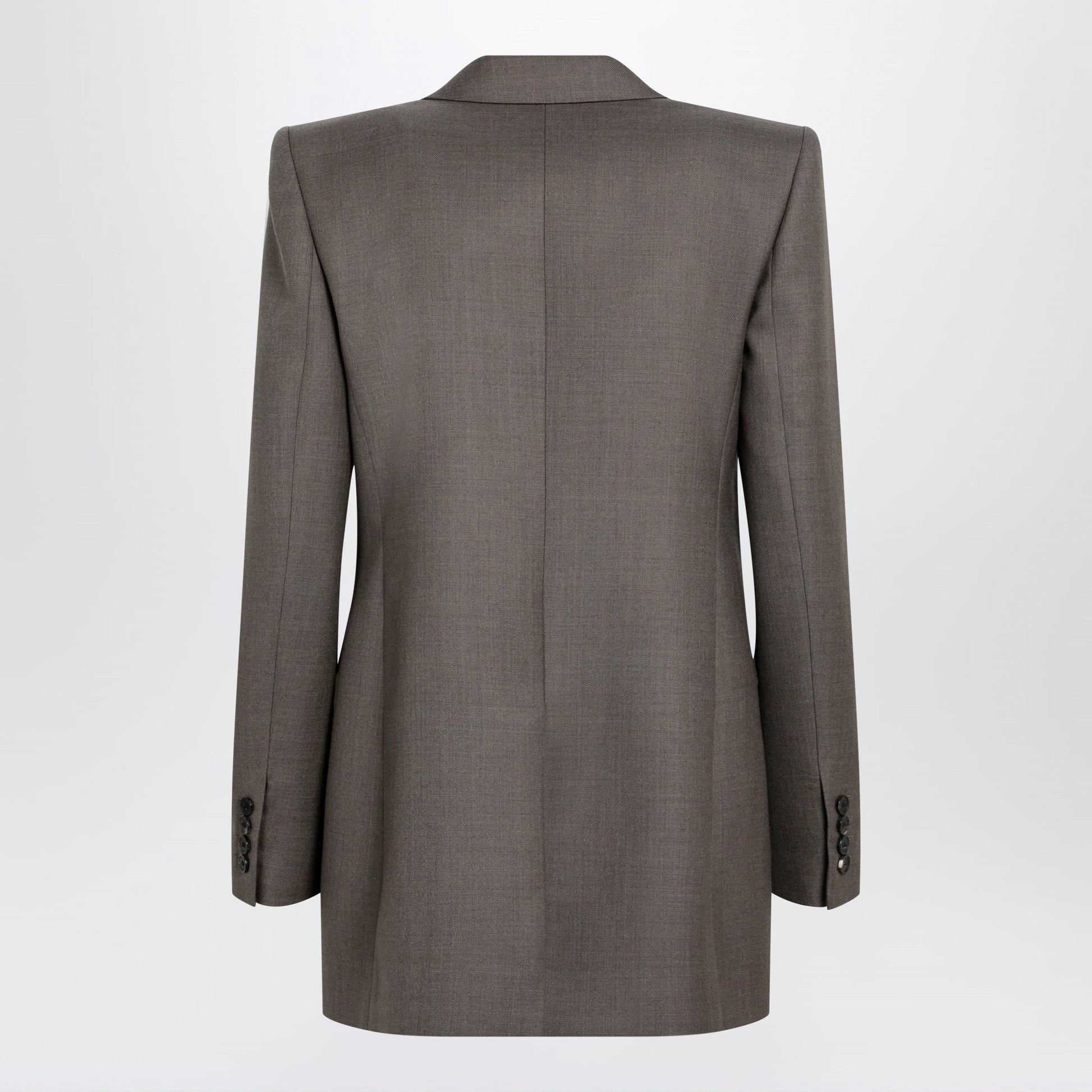 Saint Laurent Single-Breasted Jacket In Taupe Virgin Wool Women SAINT LAURENT