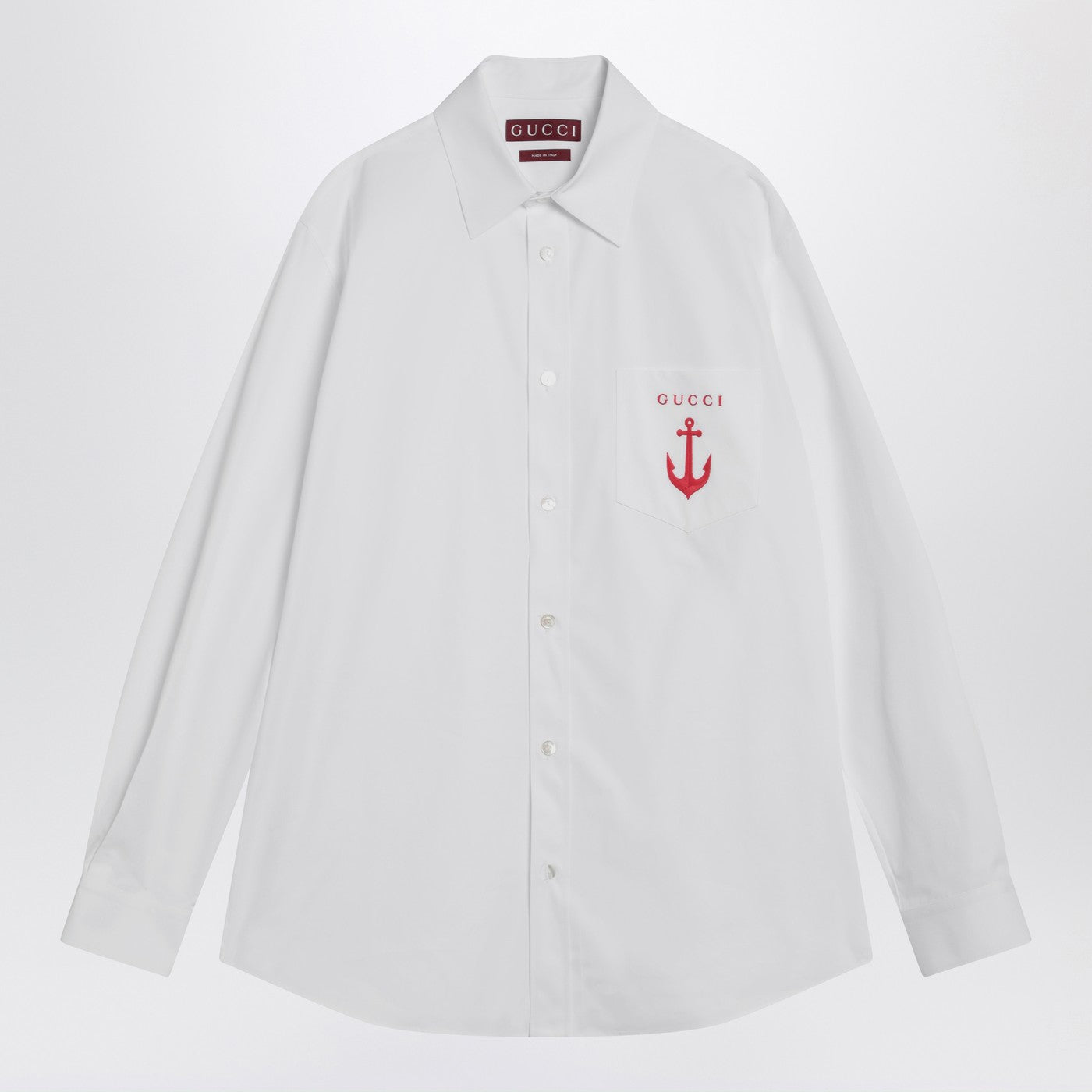 Gucci White Cotton Shirt With Logo Embroidery Men GUCCI