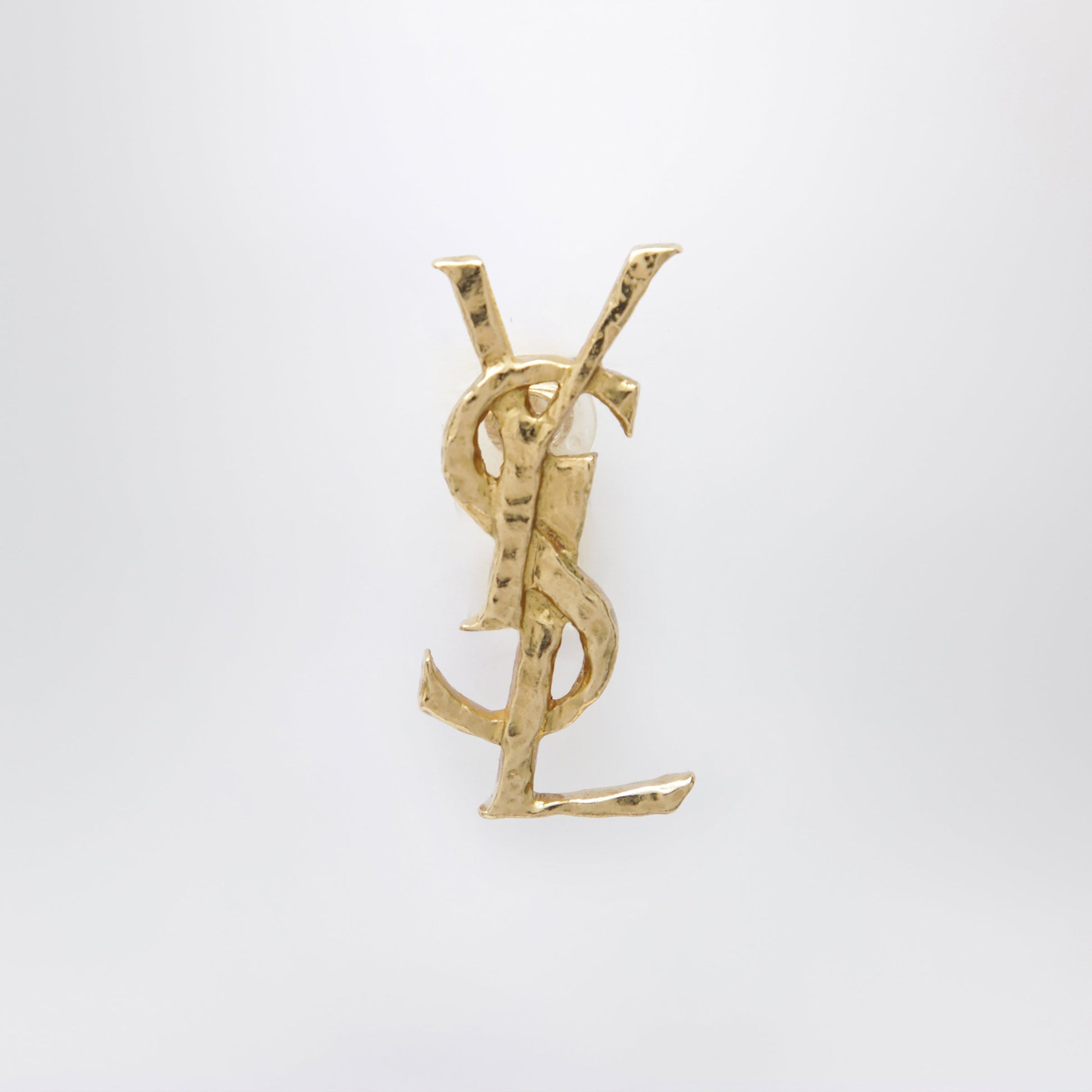 Saint Laurent Cassandre Hammered Single Earring In Brass Women SAINT LAURENT