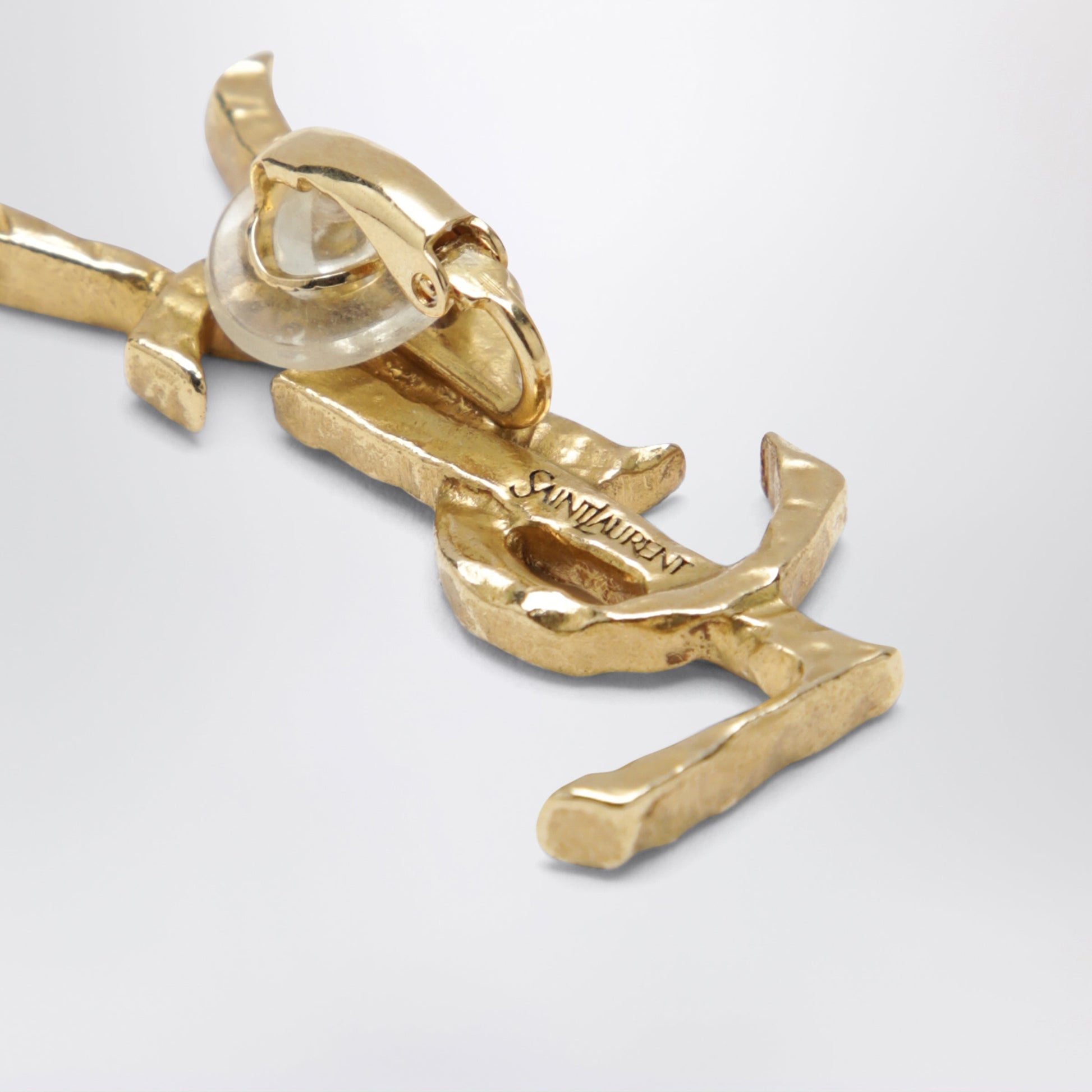 Saint Laurent Cassandre Hammered Single Earring In Brass Women SAINT LAURENT