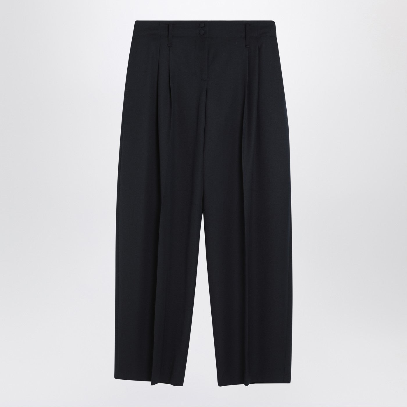 Alexander Mcqueen Wide Navy Blue Wool Trousers Women ALEXANDER MCQUEEN