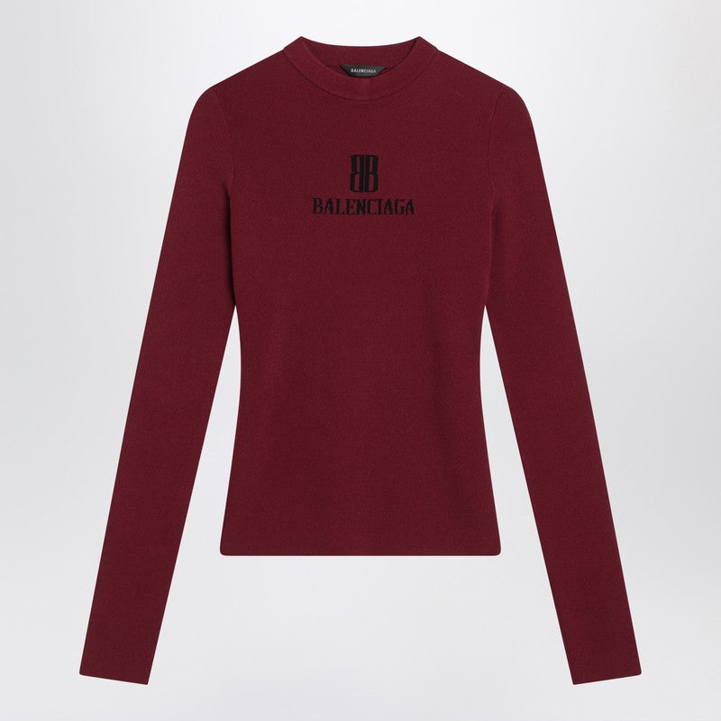 Balenciaga Ribbed Burgundy Nano Bb Sweater Women BALENCIAGA