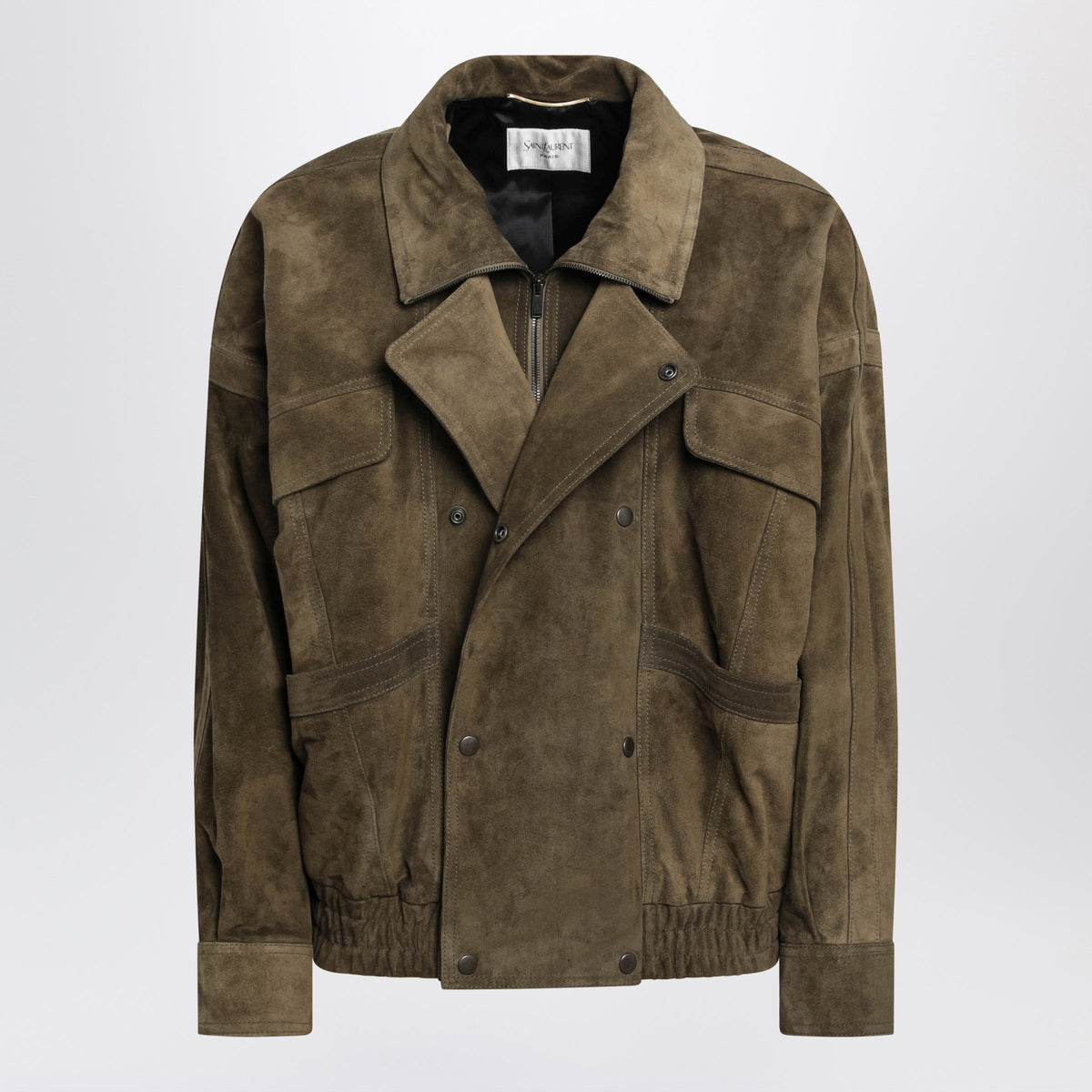 Saint Laurent Seaweed Green Suede Bomber Jacket Women SAINT LAURENT