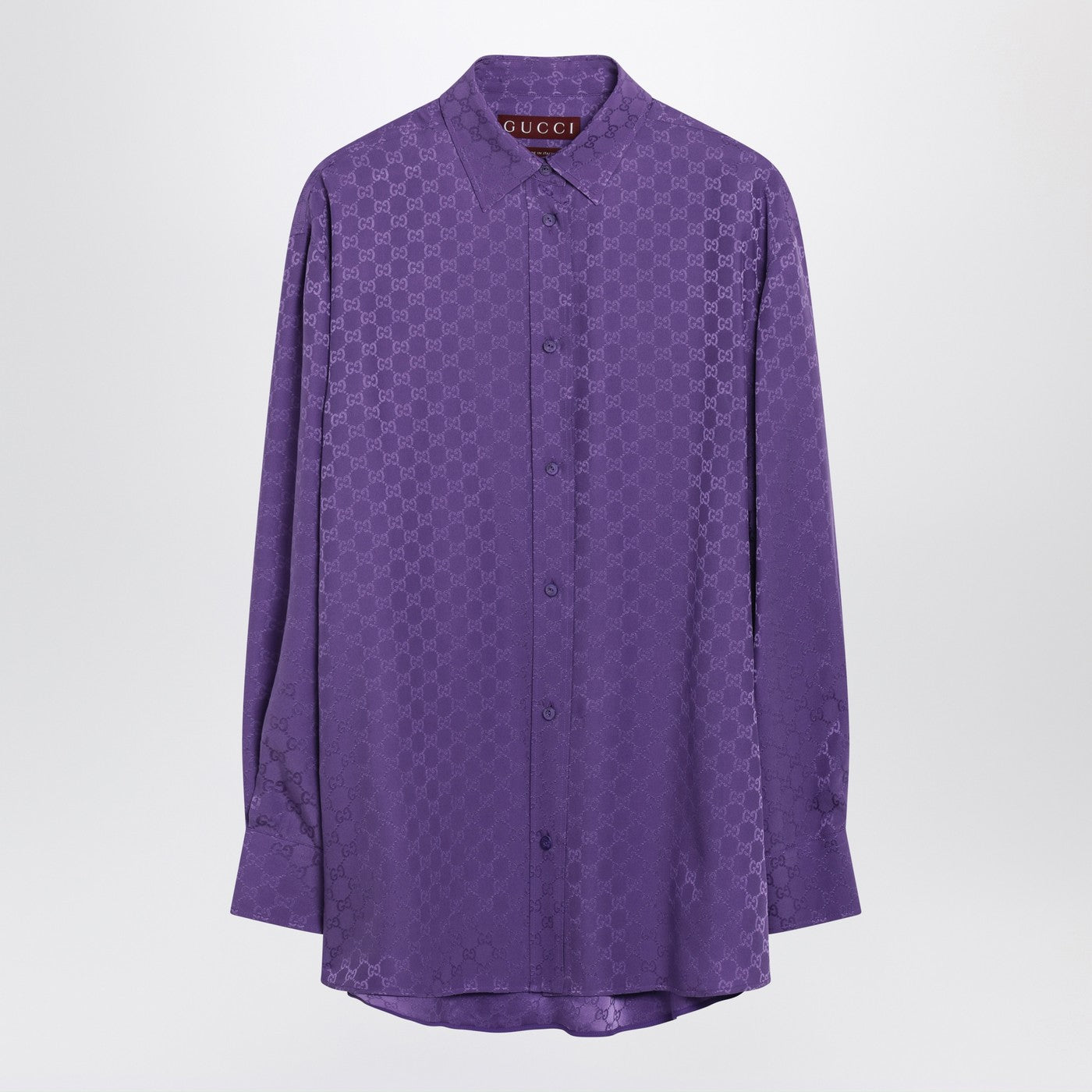 Gucci Purple Oversized Gg Jacquard Silk Shirt Women GUCCI