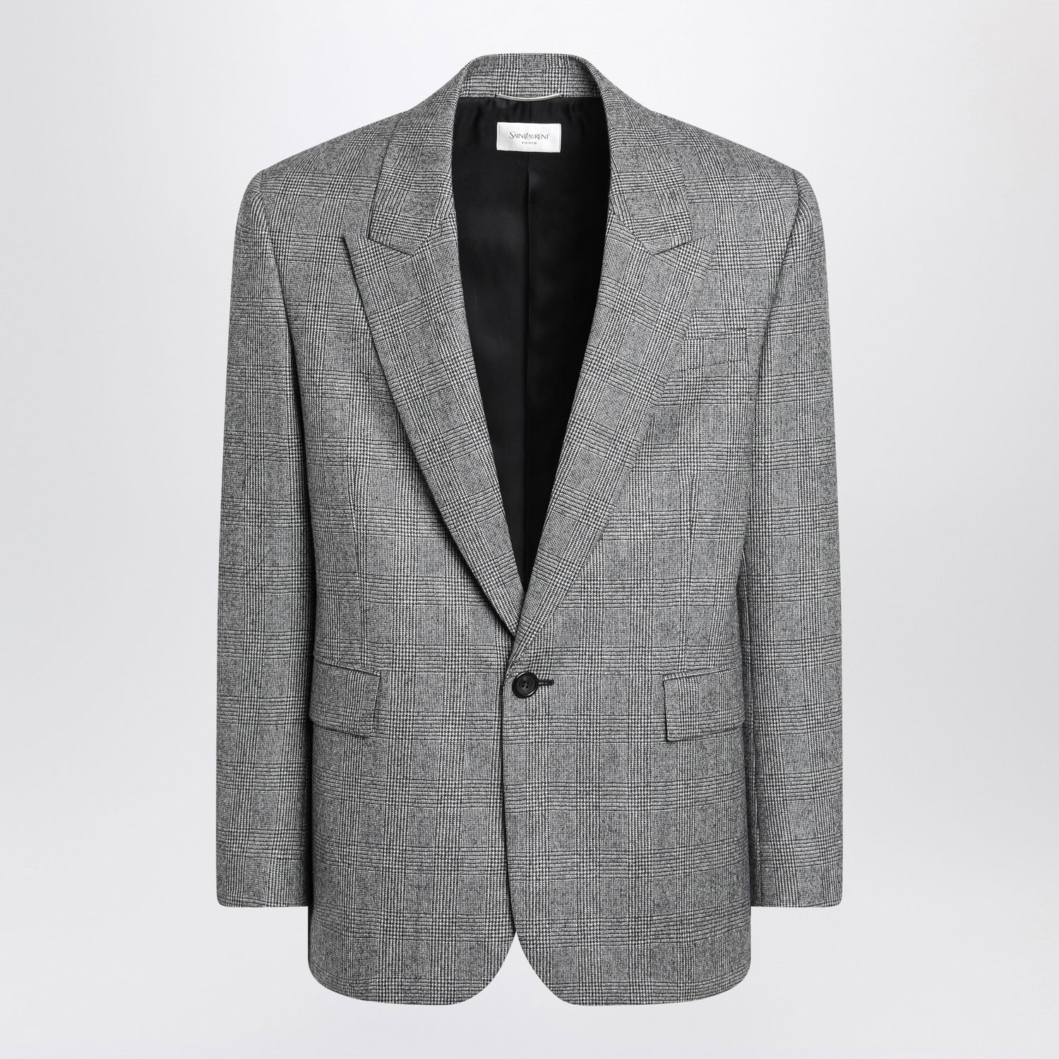 Saint Laurent Gray Jacket In Prince Of Wales Check Men SAINT LAURENT