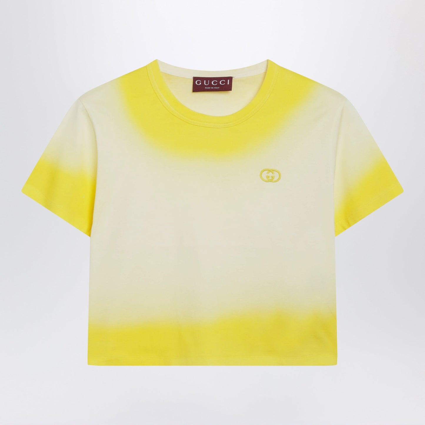 Gucci Yellow Cropped T-Shirt With Gradient Effect Women GUCCI