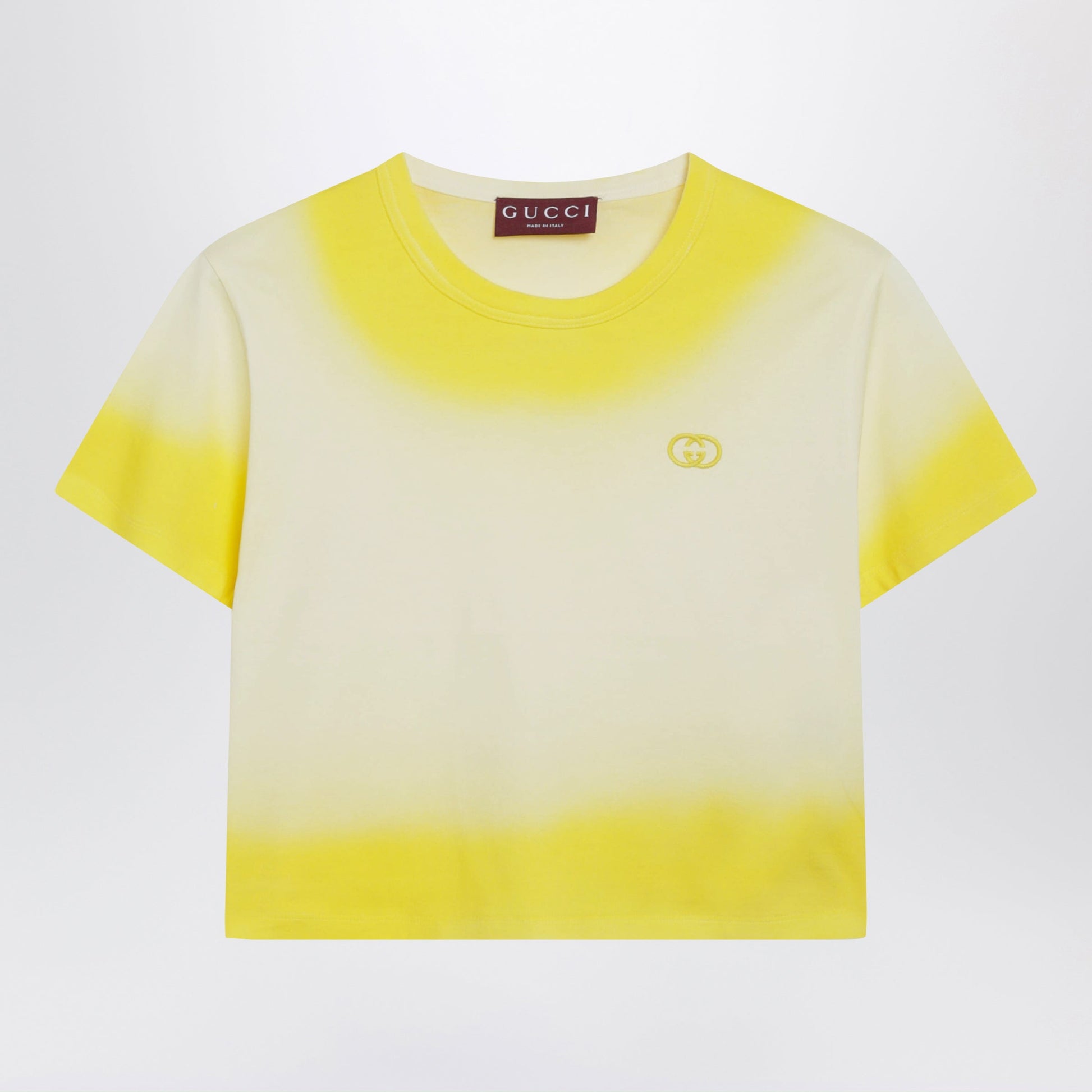 Gucci Yellow Cropped T-Shirt With Gradient Effect Women GUCCI