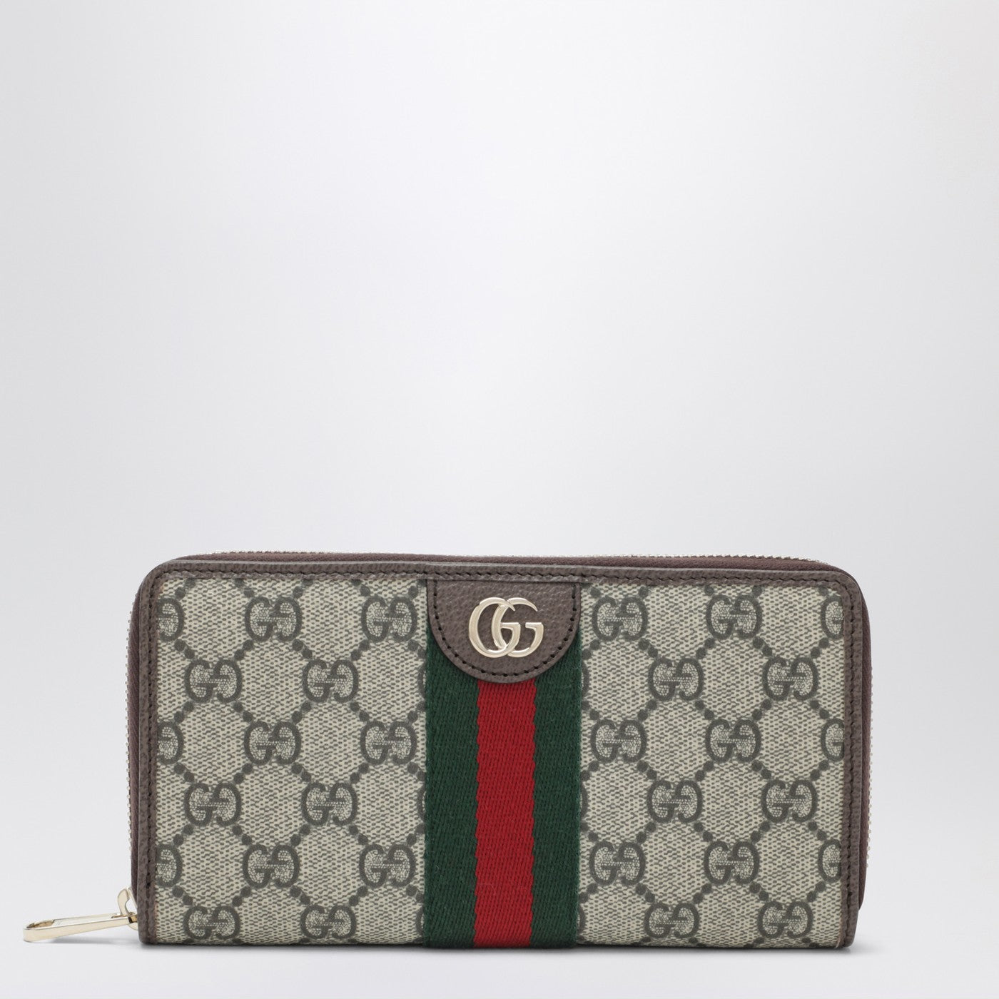 Gucci Ophidia Zip-Around Wallet In Beige And Brown Gg Supreme Canvas Women GUCCI