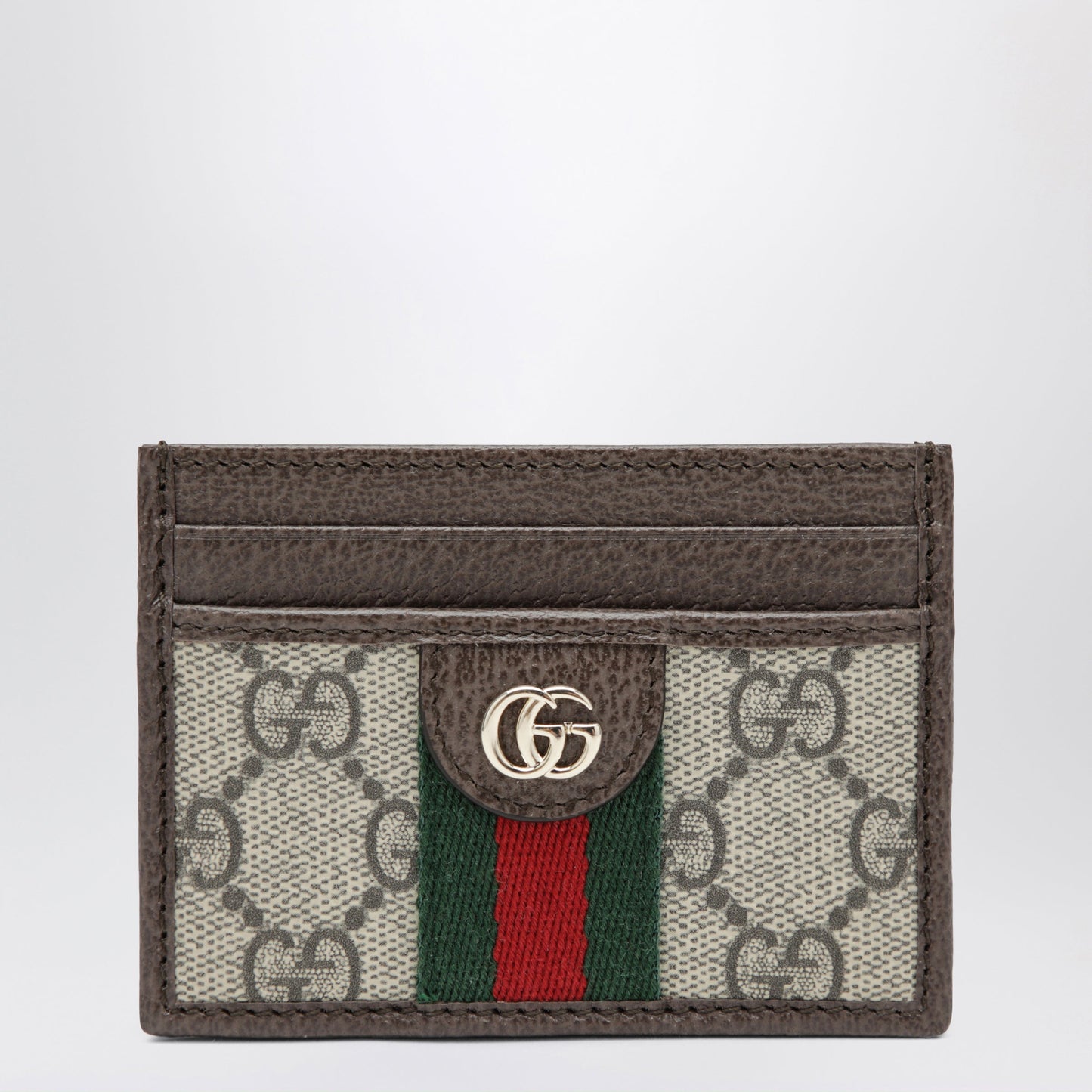 Gucci Ophidia Gg Supreme Card Holder In Beige/Dark Brown Women GUCCI