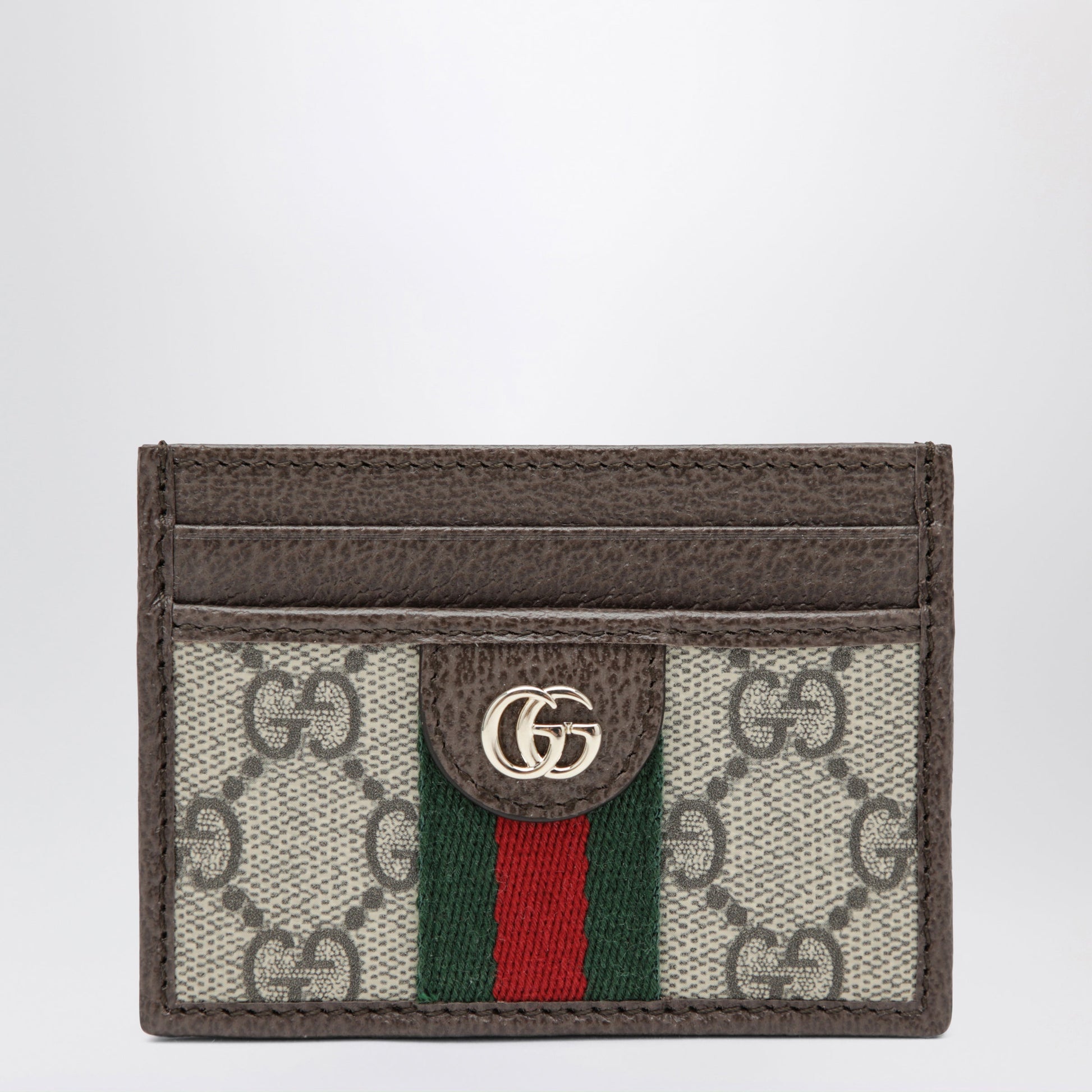Gucci Ophidia Gg Supreme Card Holder In Beige/Dark Brown Women GUCCI