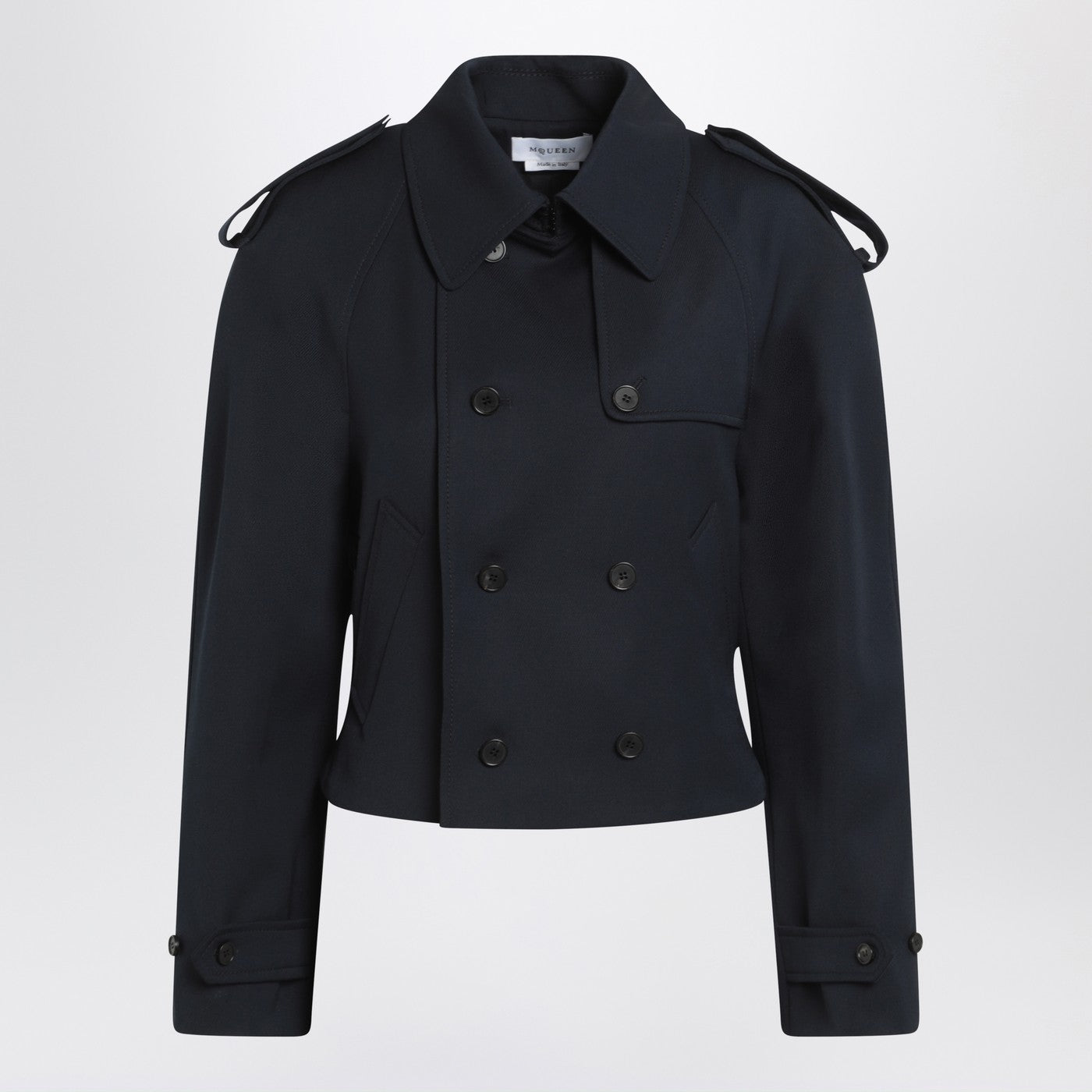 Alexander Mcqueen Short Double-Breasted Navy Blue Jacket Women ALEXANDER MCQUEEN