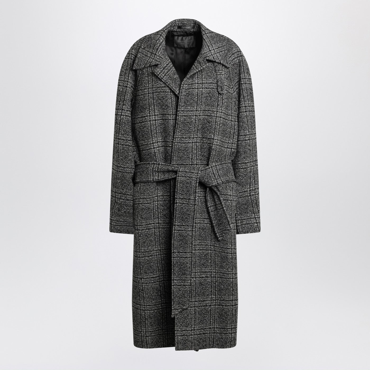 Balenciaga Raglan One Layer Coat In Black/Grey Check Women BALENCIAGA