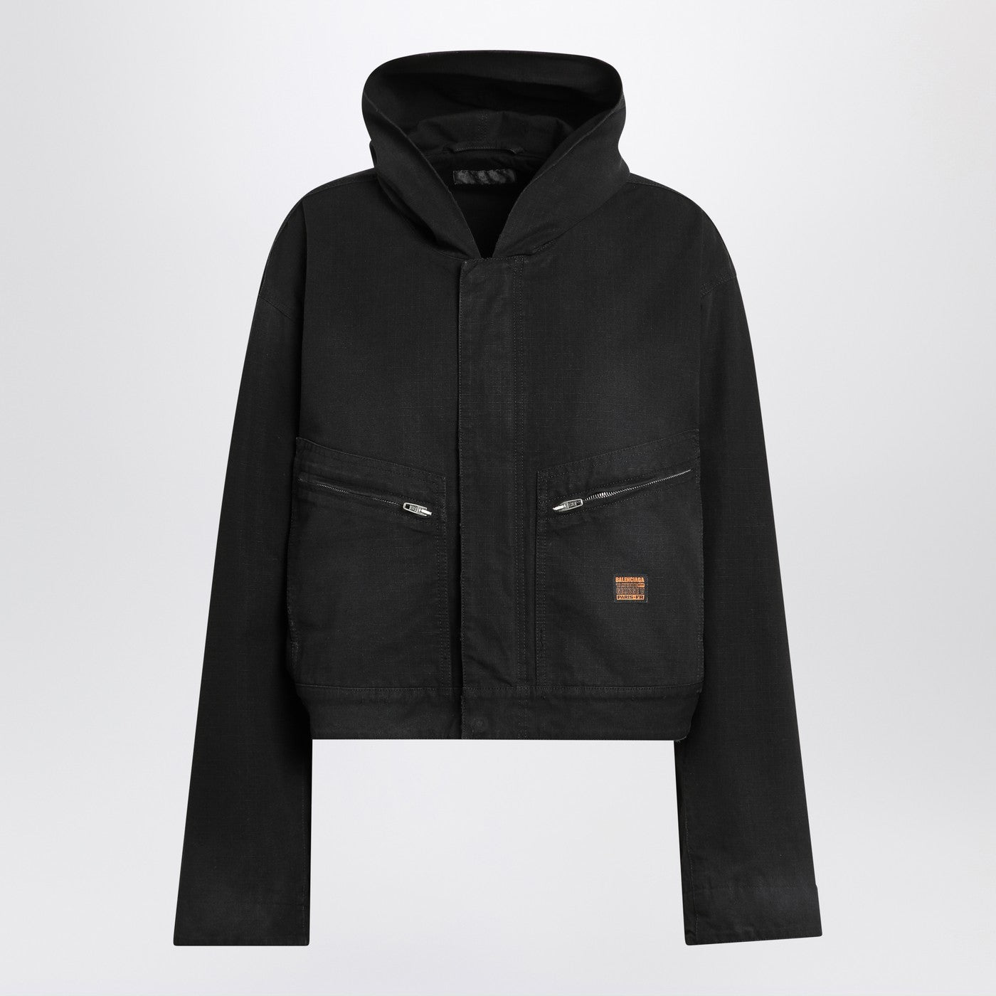Balenciaga Cropped Jacket With Hood In Black Women BALENCIAGA