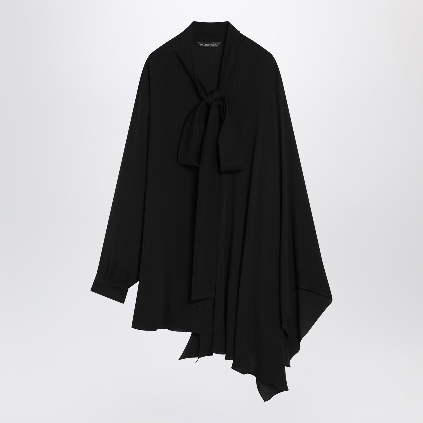 Balenciaga Asymmetric Black Silk Blouse With Scarf Women BALENCIAGA