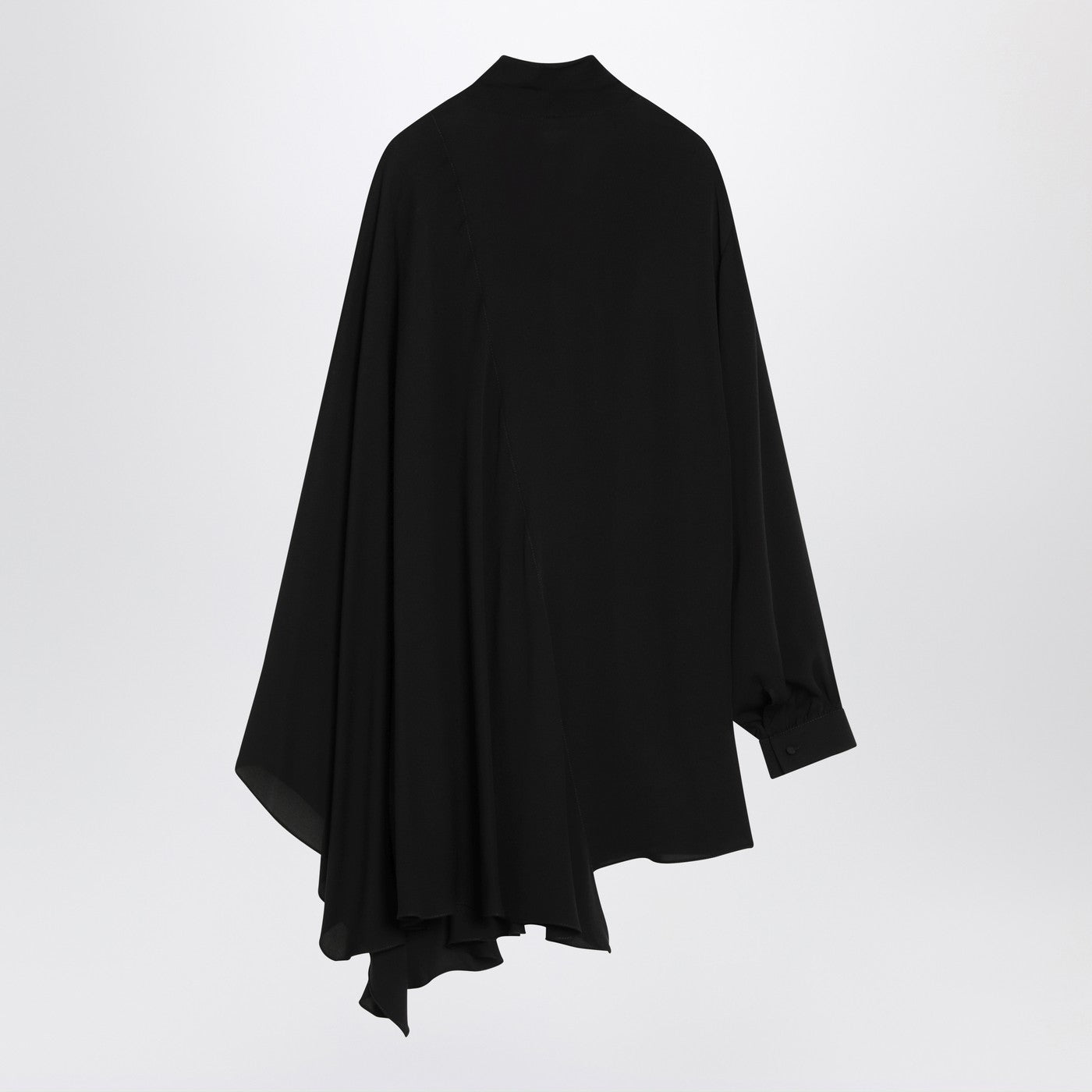 Balenciaga Asymmetric Black Silk Blouse With Scarf Women BALENCIAGA