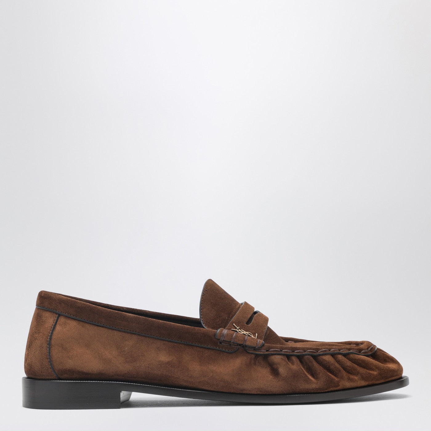 Saint Laurent Le Loafer Dark Havana Suede Loafers Men SAINT LAURENT