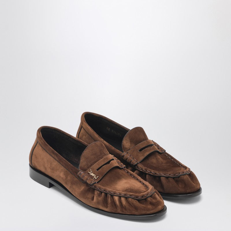 Saint Laurent Le Loafer Dark Havana Suede Loafers Men SAINT LAURENT