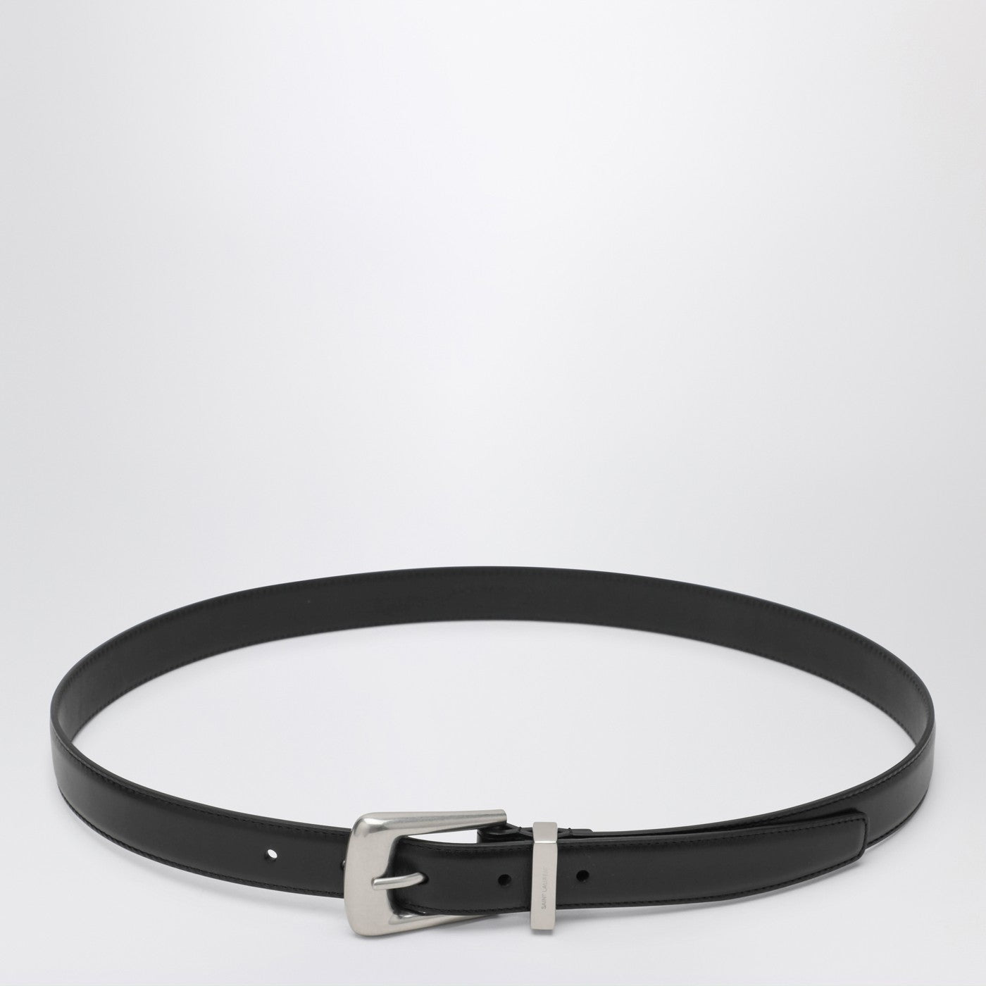 Saint Laurent Smooth Black Leather Folk Belt Men SAINT LAURENT