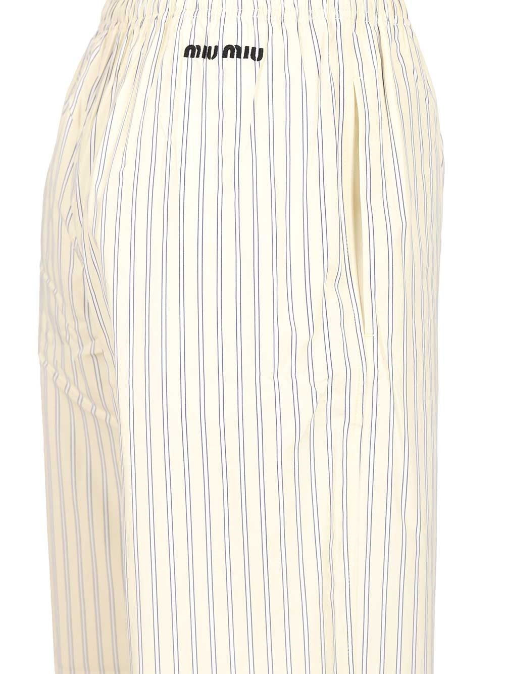 Miu Miu Women Striped Cotton Pajama Pants MIU MIU