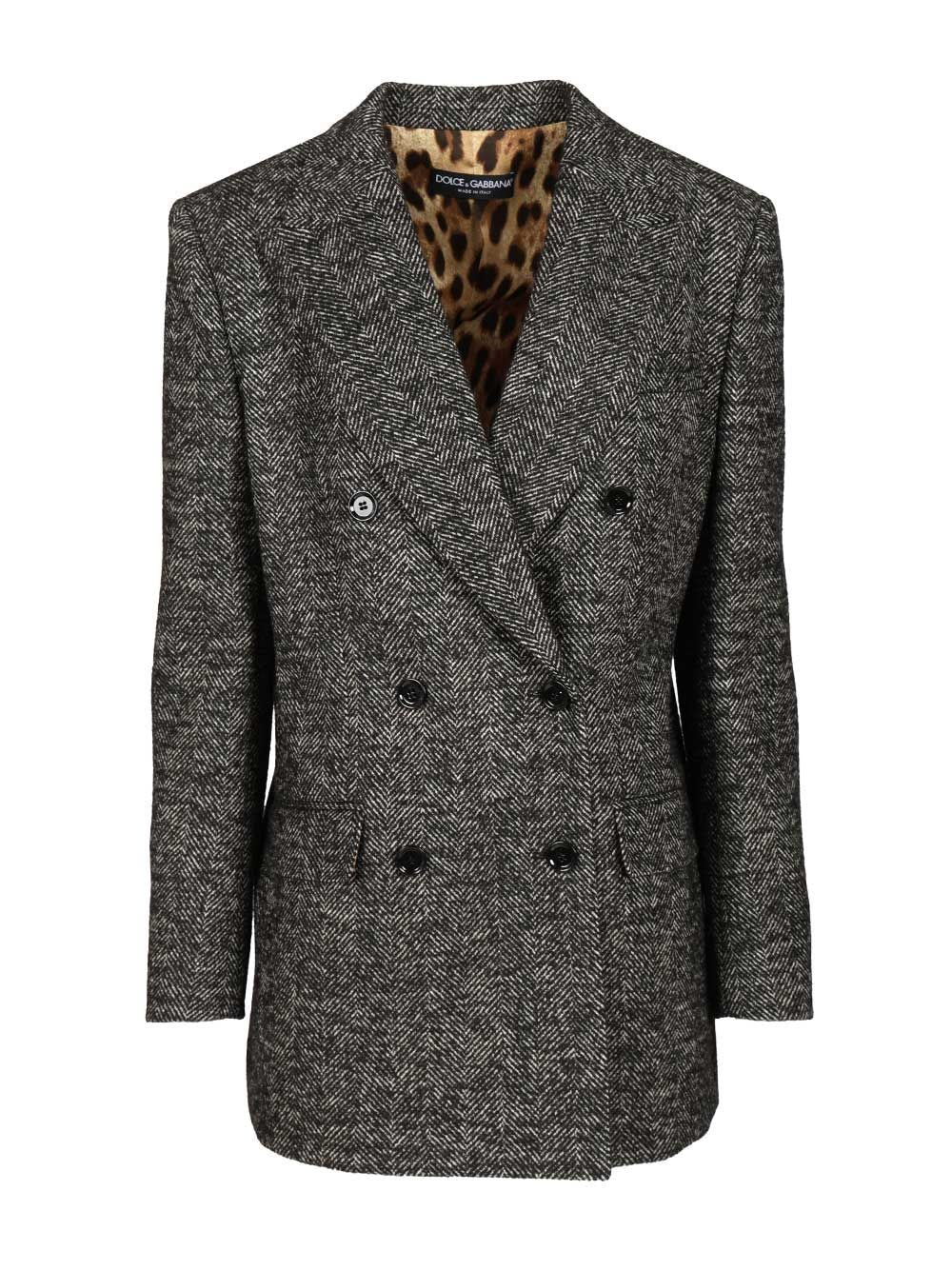 Dolce & Gabbana Women Double-Breasted Chevron Jacket DOLCE & GABBANA