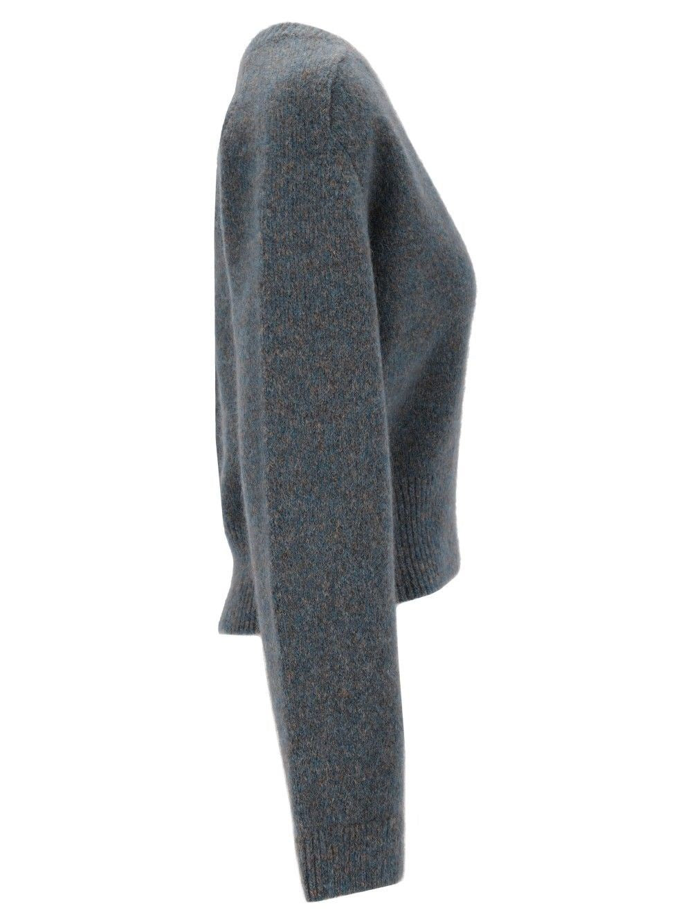 Ganni Women Melange Mohair Deep V-Neck GANNI
