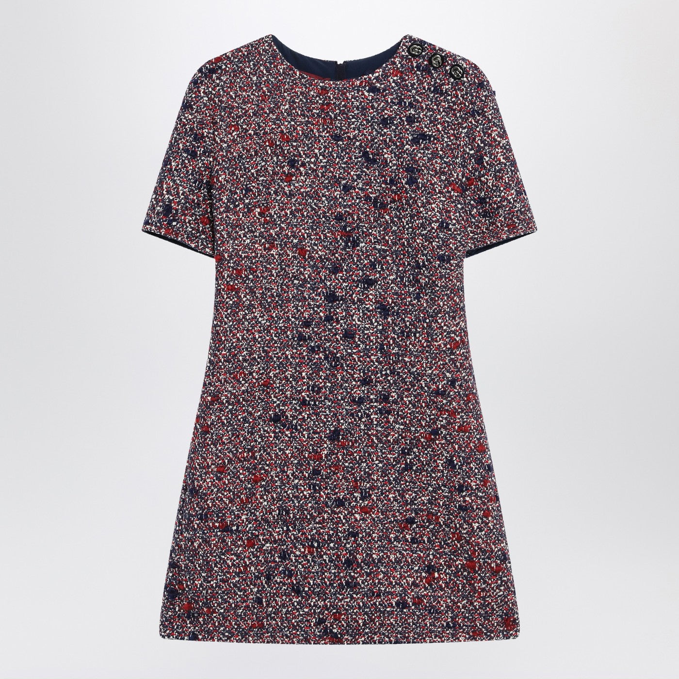 Gucci Blue And Red Boucle Wool Dress Women GUCCI