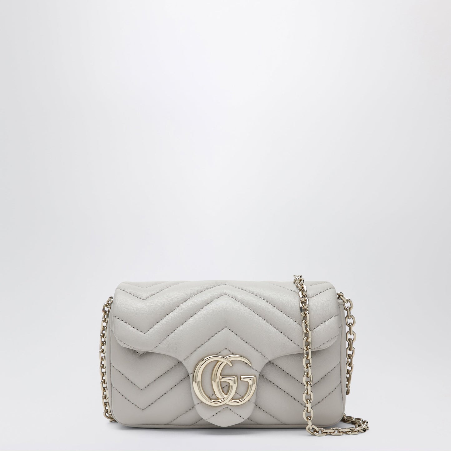 Gucci Gg Marmont Mini Shoulder Bag In Light Grey Leather Women GUCCI