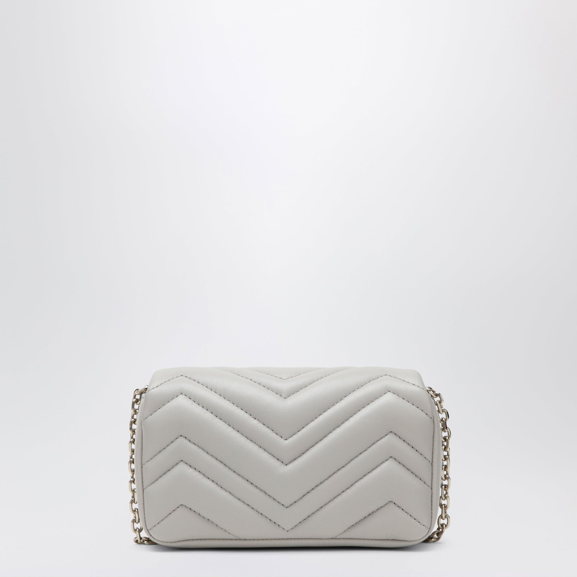Gucci Gg Marmont Mini Shoulder Bag In Light Grey Leather Women GUCCI