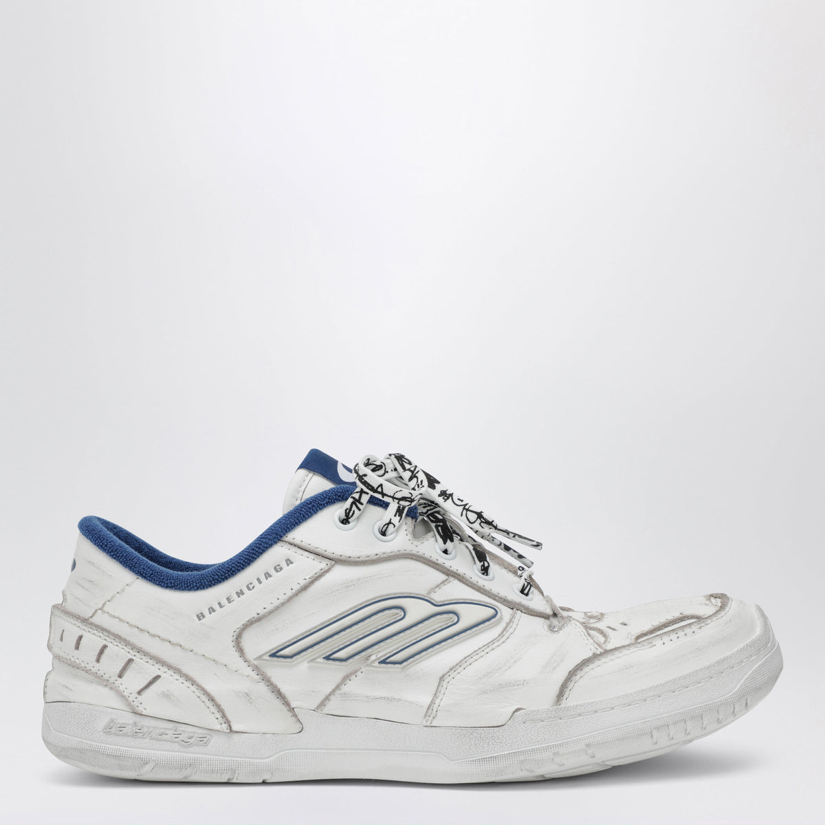 Balenciaga White/Blue Hamptons Worn-Out Sneakers Men BALENCIAGA