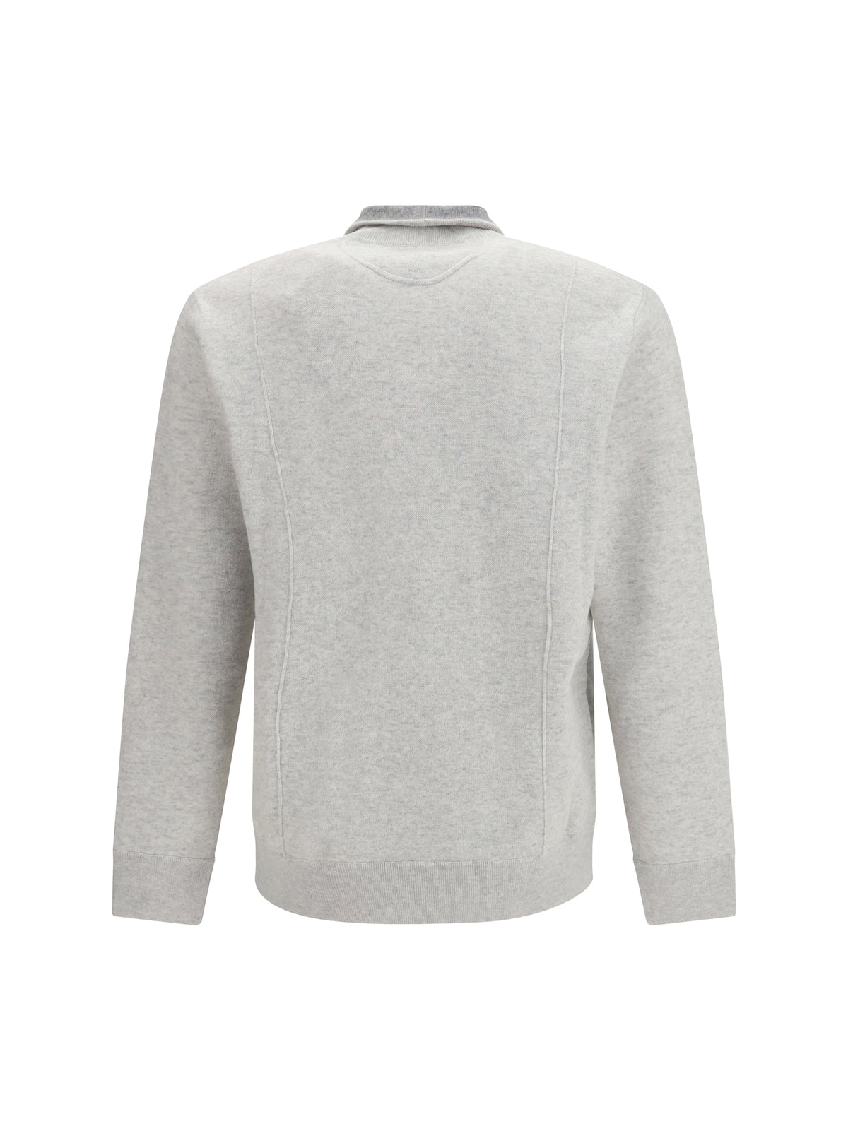 Brunello Cucinelli Men Double Cashmere Cardigan With Zip And Logo BRUNELLO CUCINELLI