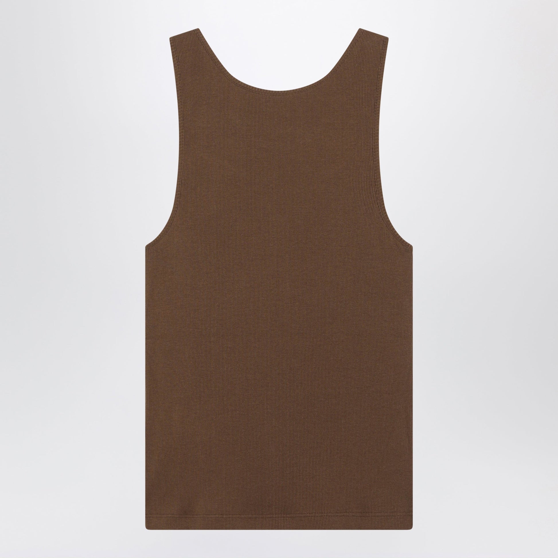 Saint Laurent Cassandre Ribbed Cotton Jersey Tank Top In Cognac Women SAINT LAURENT