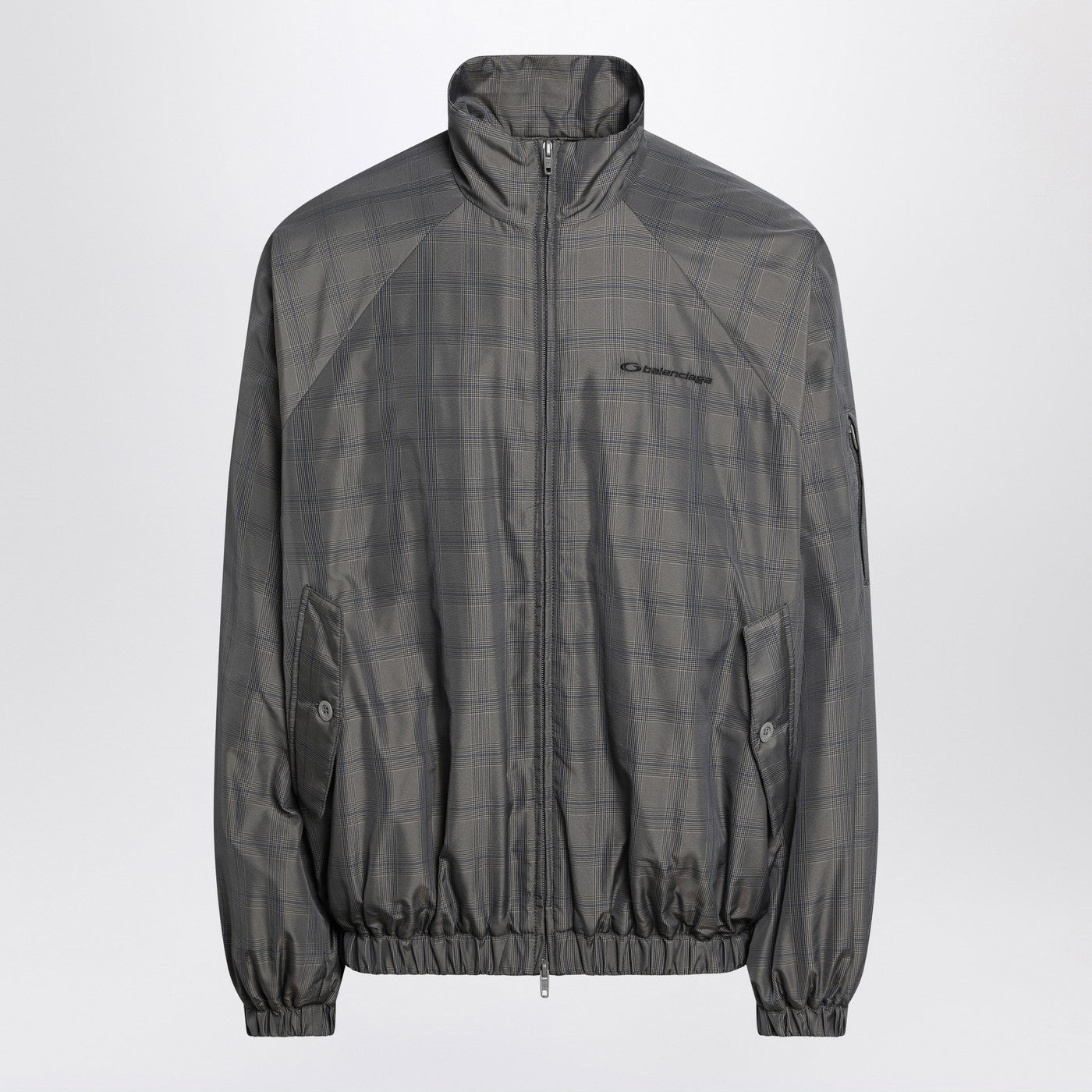 Balenciaga Grey/Blue Nylon Zip-Up Jacket Men BALENCIAGA